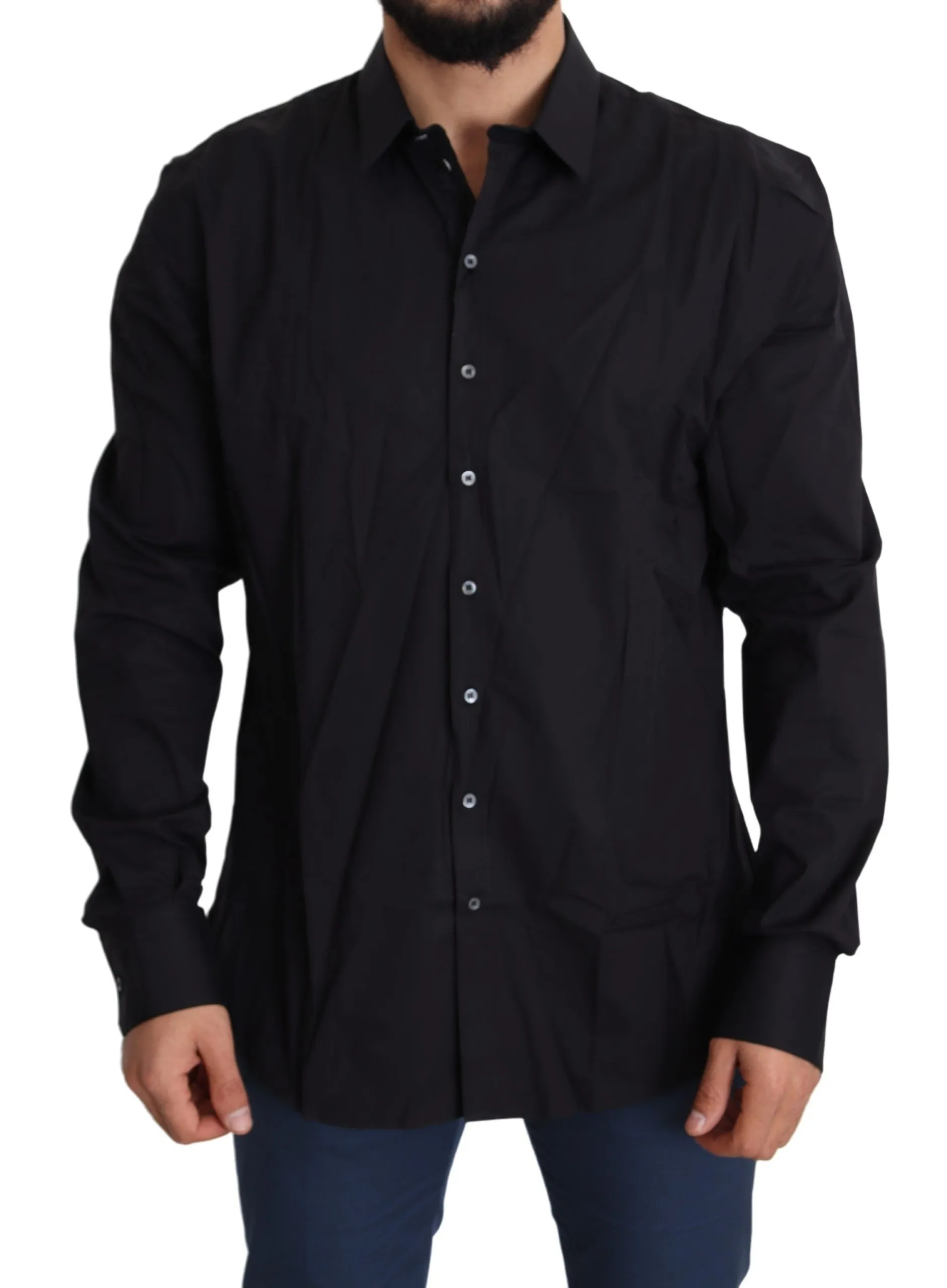 Dolce & Gabbana Men's Elegant Slim Fit Black Dress Shirt
