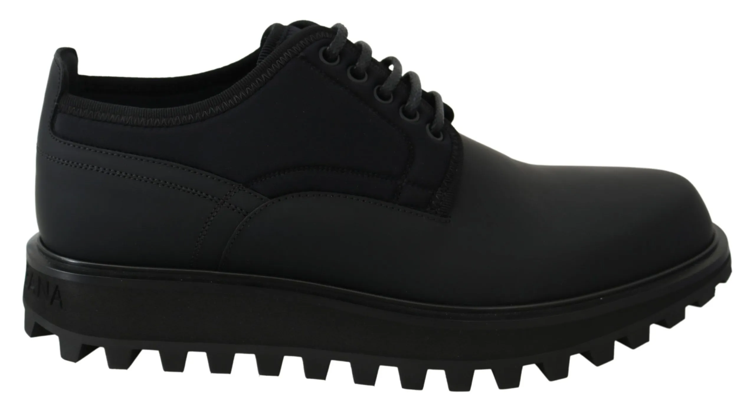 Dolce & Gabbana Men's Elegant Black Calfskin Derby Shoes