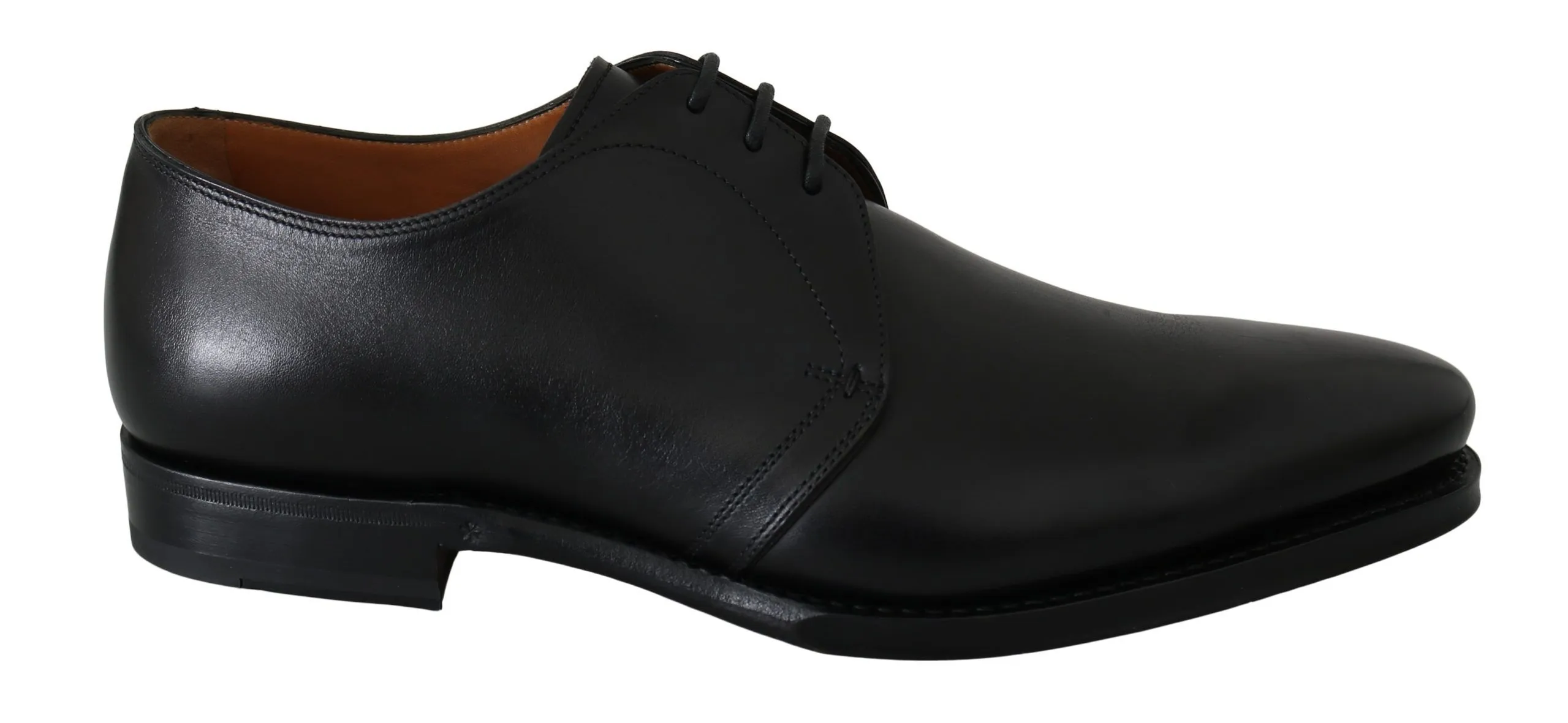 Dolce & Gabbana Men's Elegant Black Brushed Leather Derby Shoes
