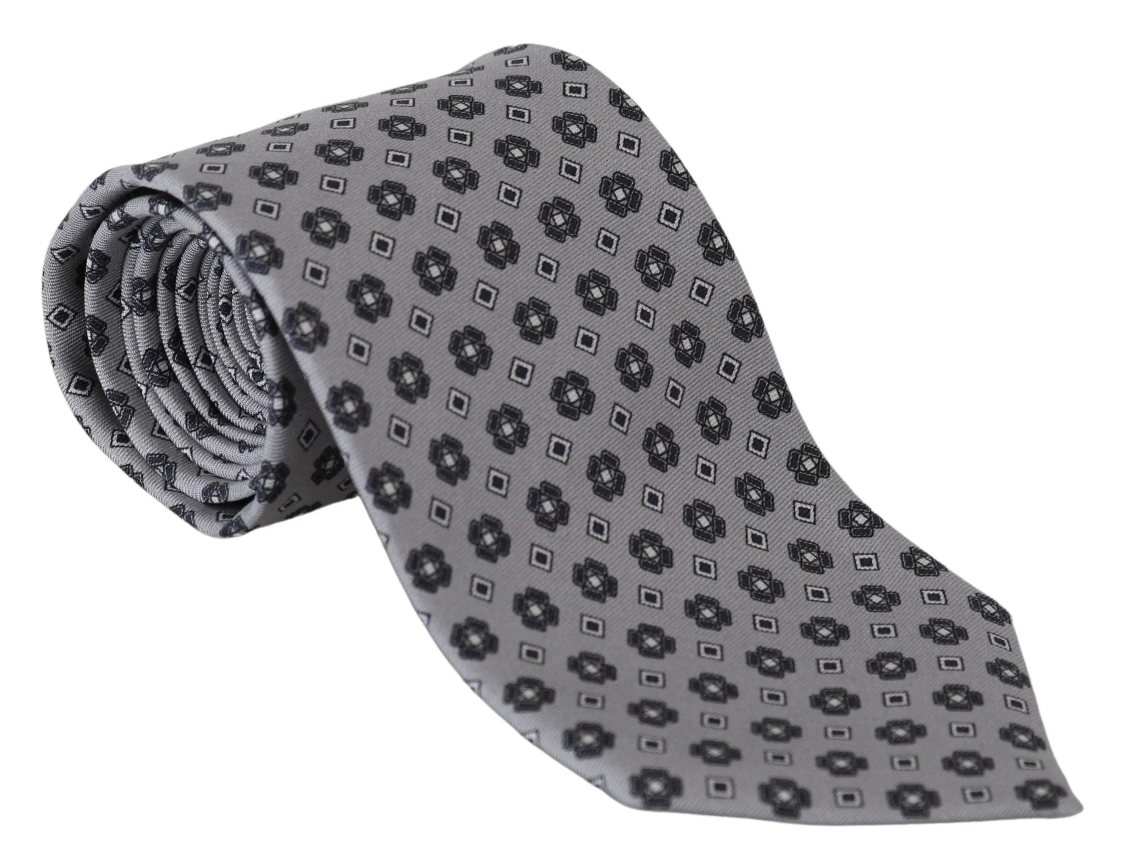 Dolce & Gabbana Men's Elegant Gray Patterned Silk Tie