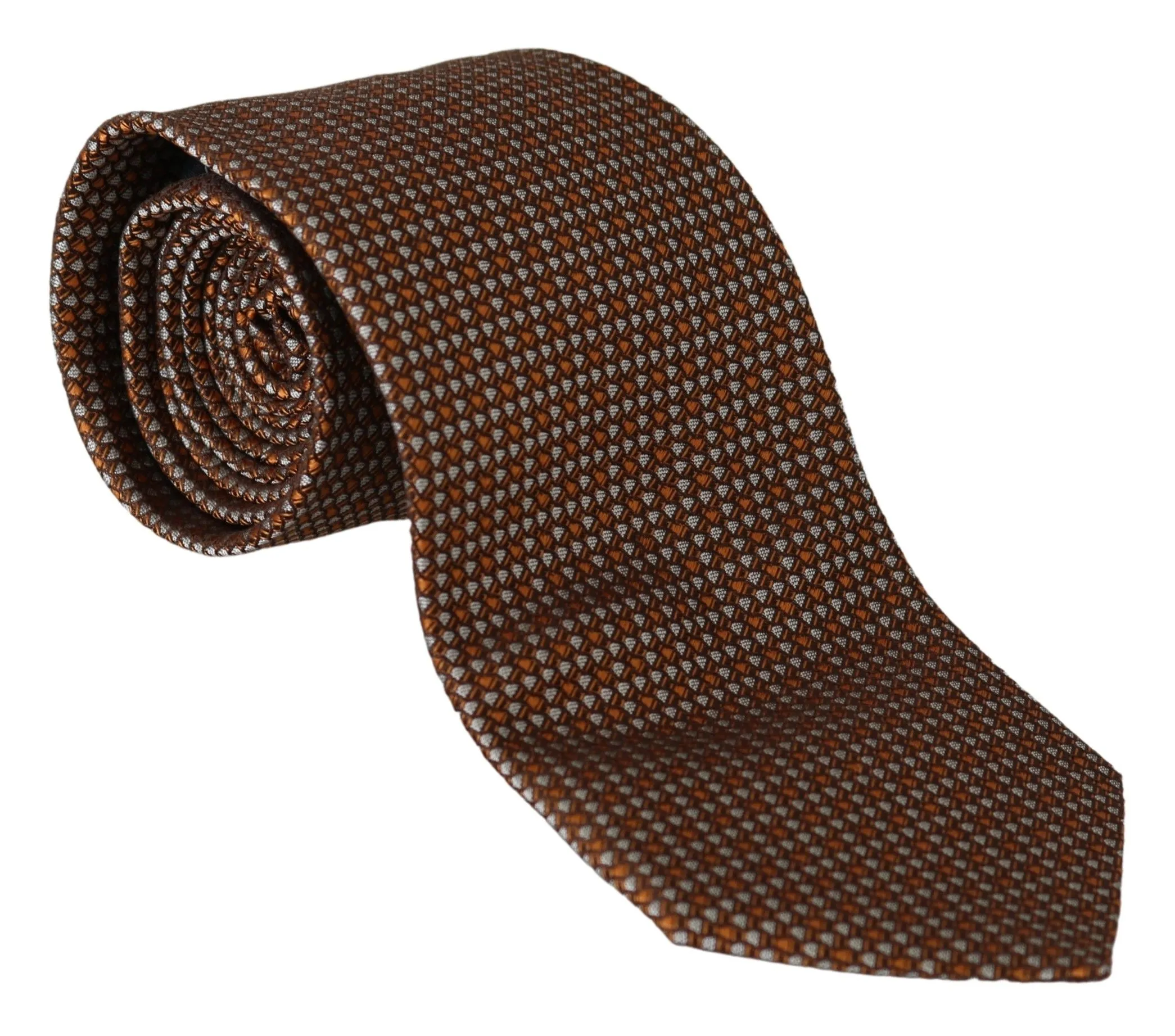 Dolce & Gabbana Men's Elegant Brown Patterned Silk Tie