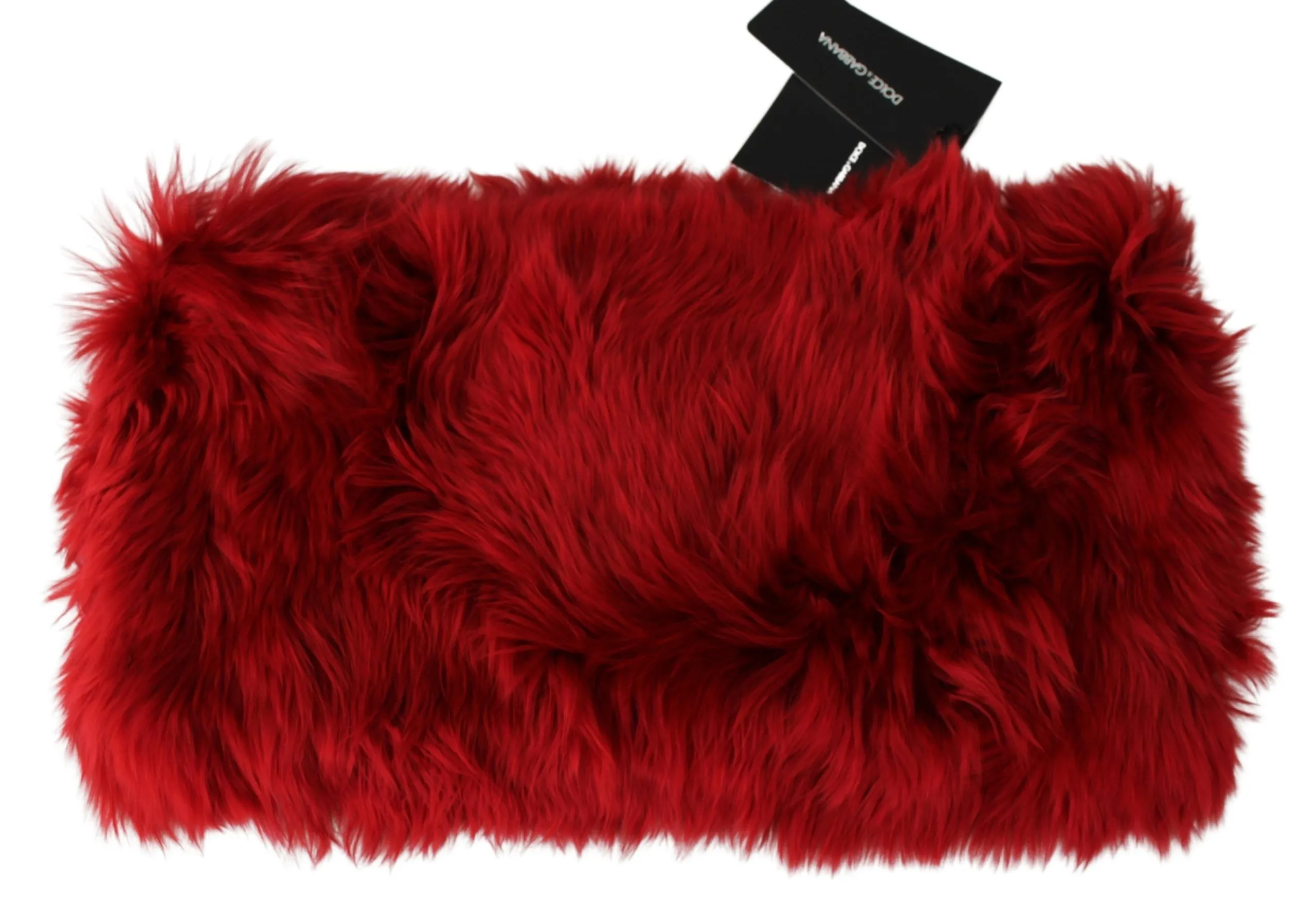 Dolce & Gabbana Women's Elegant Red Alpaca Fur Neck Wrap Scarf