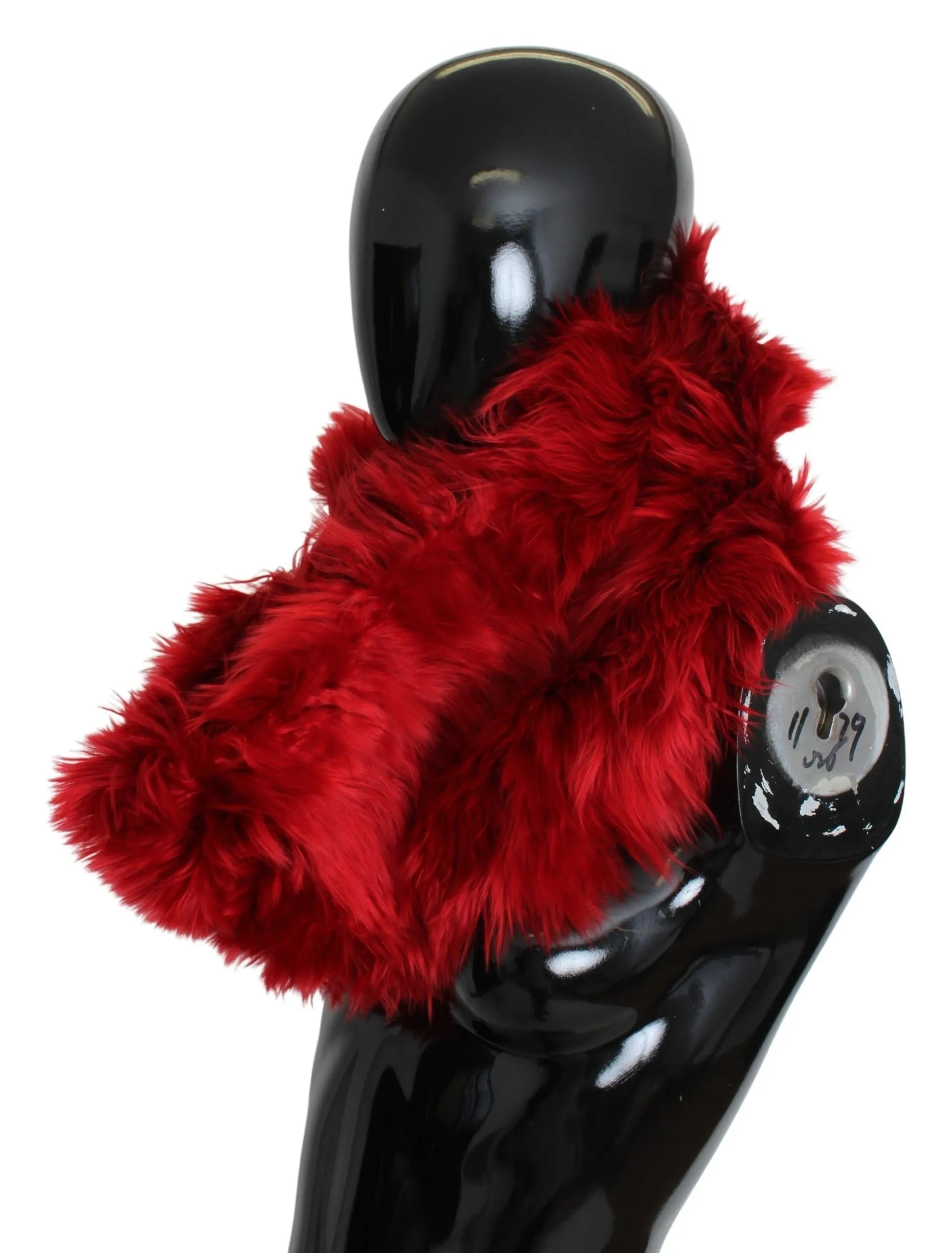 Dolce & Gabbana Women's Elegant Red Alpaca Fur Neck Wrap Scarf