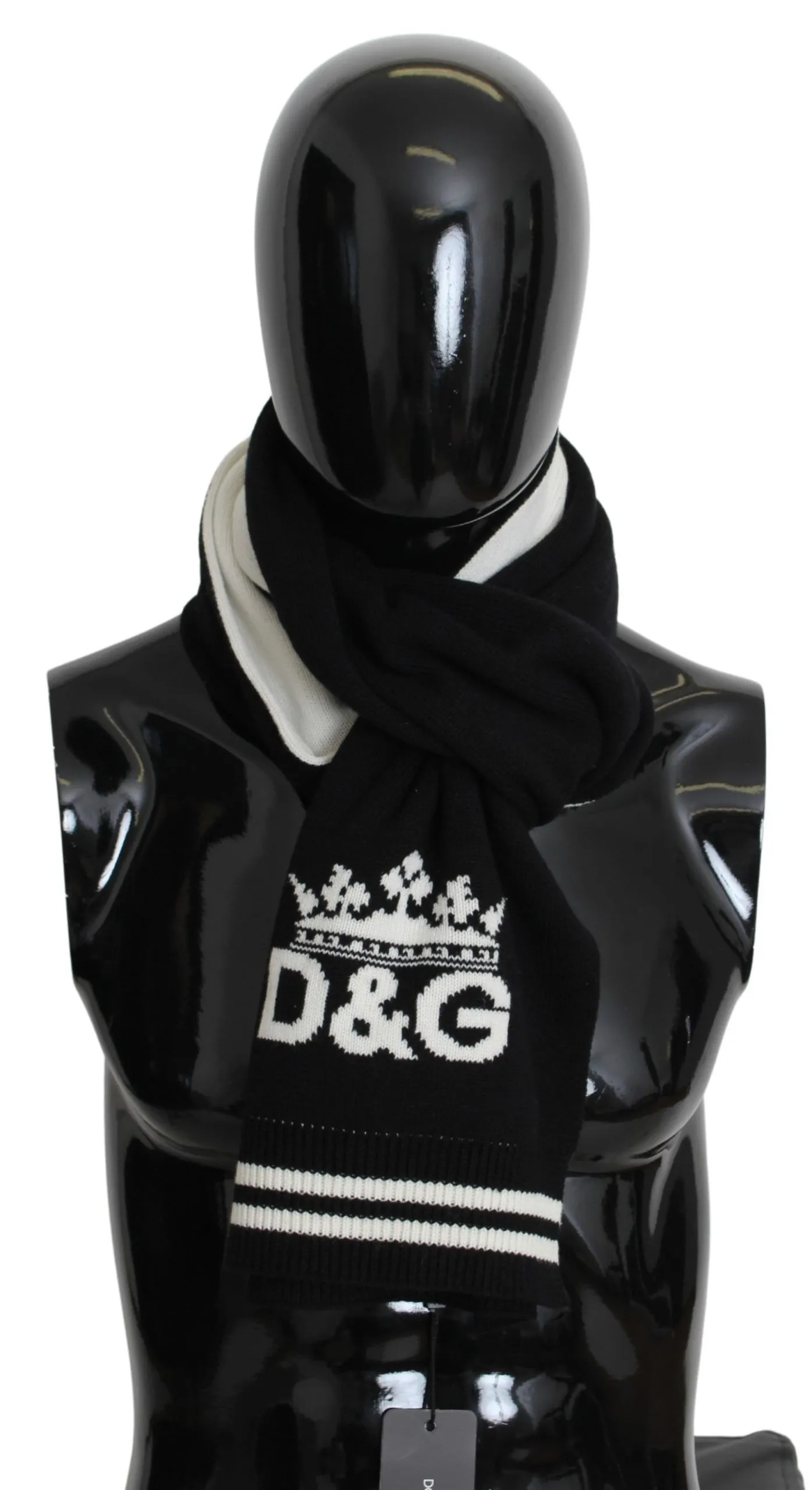 Dolce & Gabbana Men's Chic Two-Tone Cashmere Scarf with Crown Motif