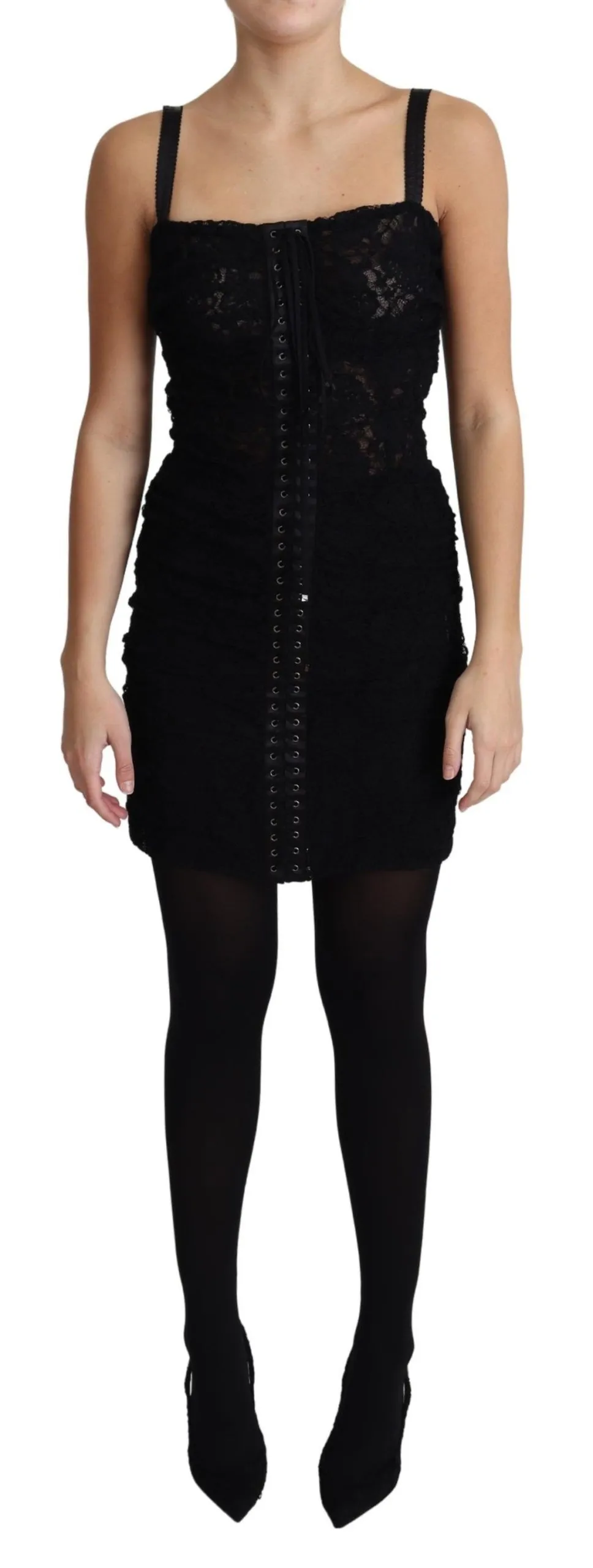 Dolce & Gabbana Women's Elegant Black Lace Bustier Mini Dress
