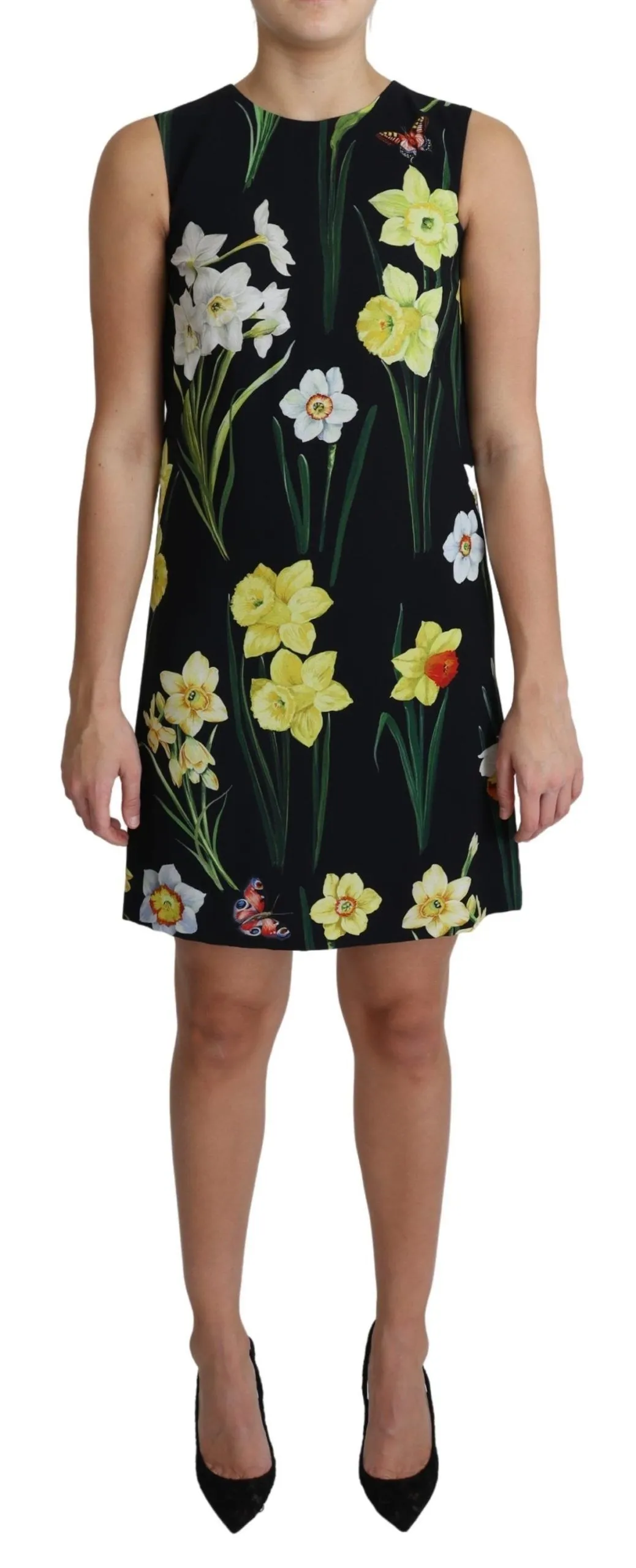 Dolce & Gabbana Women's Elegant Black Floral Shift Mini Dress