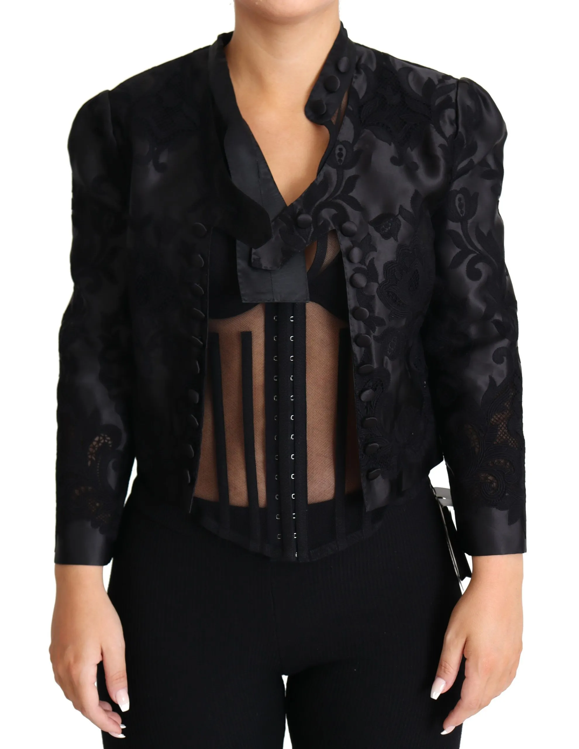 Dolce & Gabbana Women's Embroidered Silk Blend Foliage Jacket