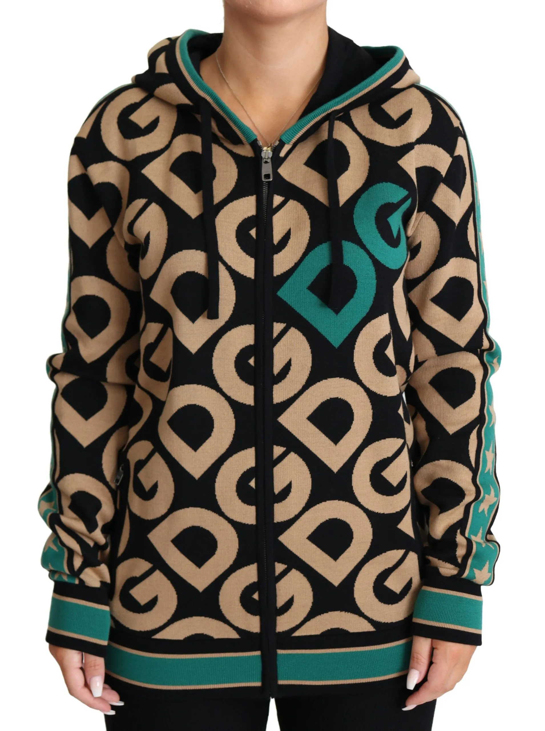 Dolce & Gabbana Women's Multicolor Virgin Wool Hooded Sweater