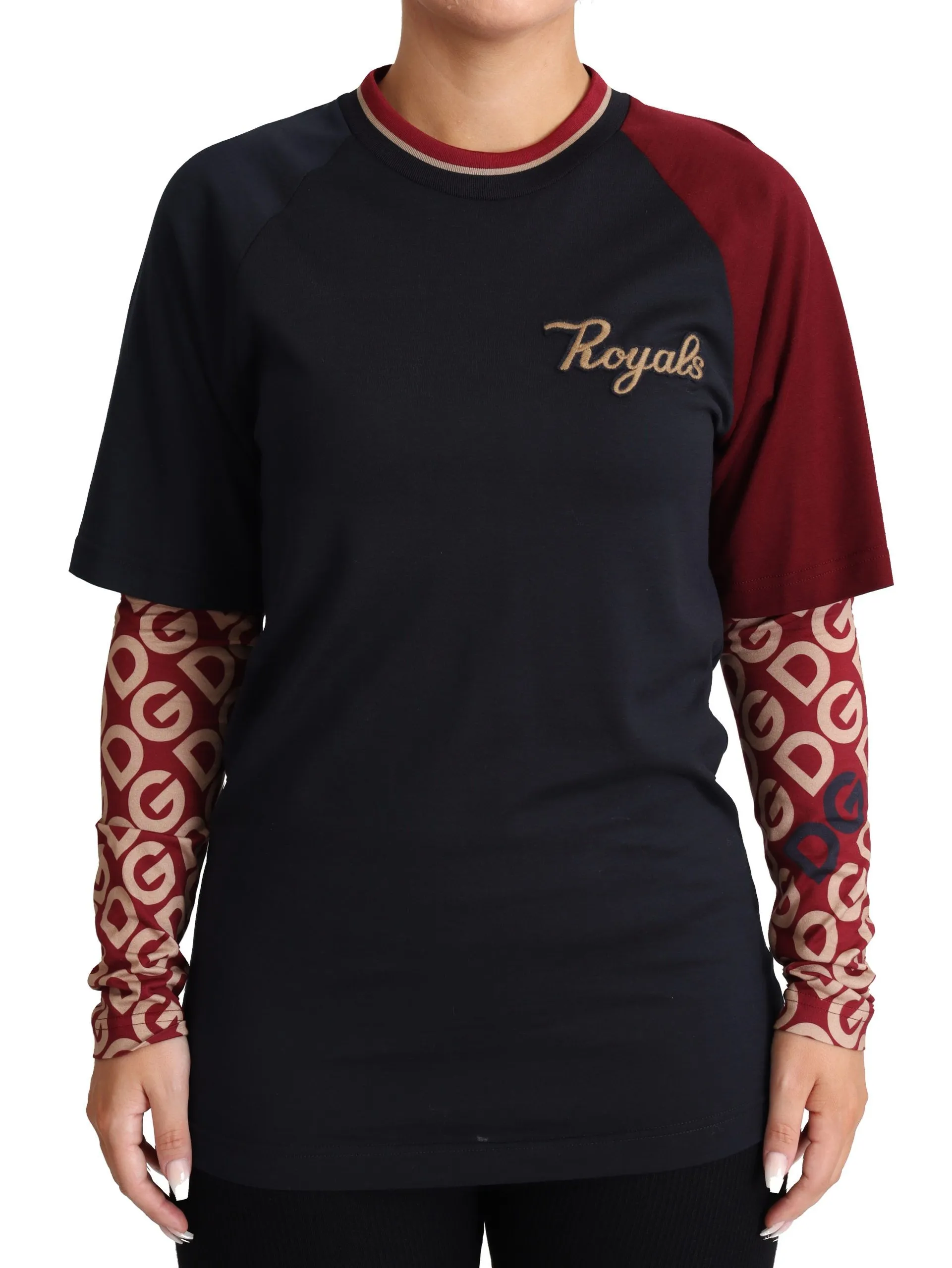 Dolce & Gabbana Women's Multicolor Royals Cotton Crewneck Sweater