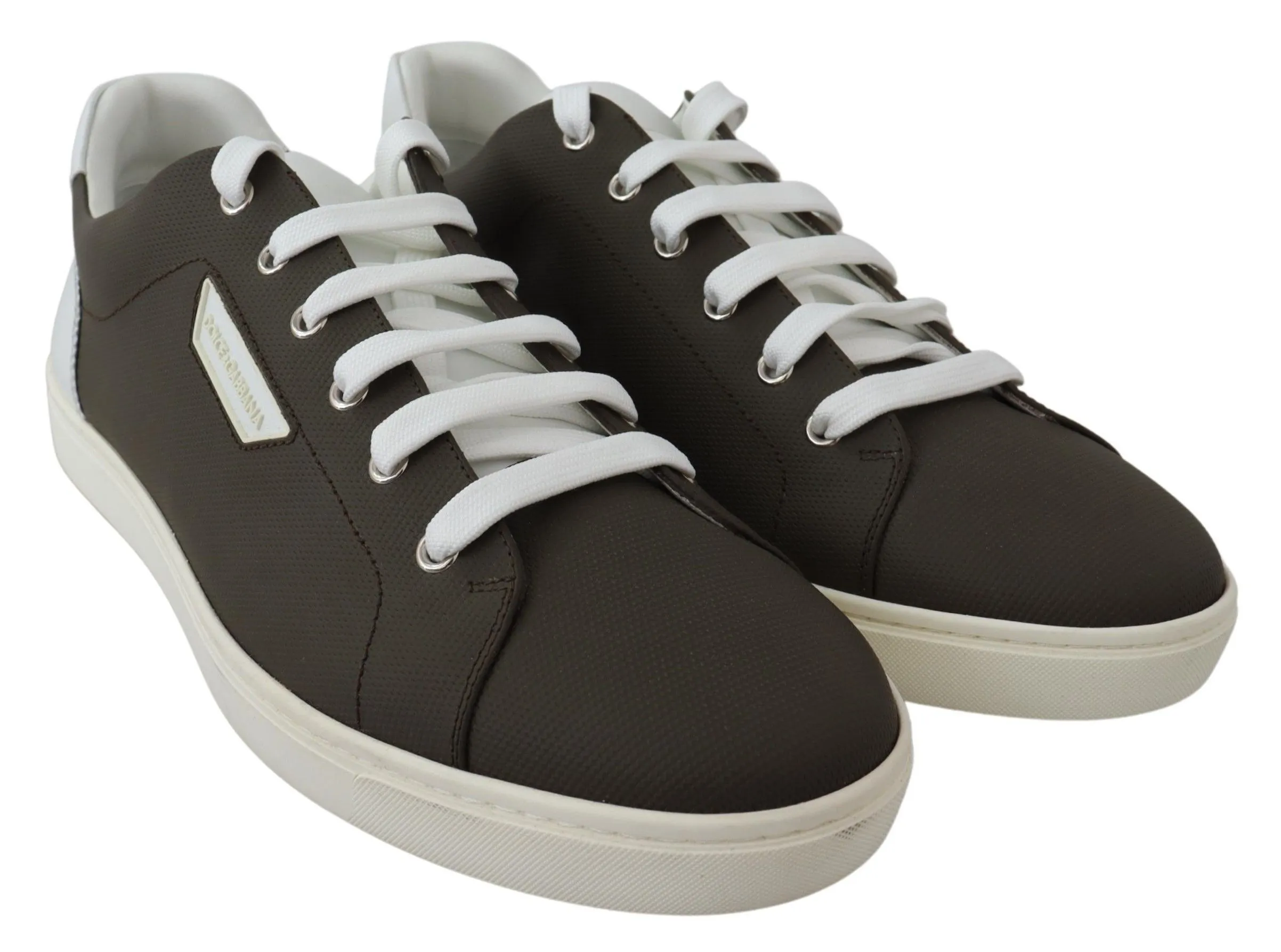 Dolce & Gabbana Men's Sleek White Leather Low Top Sneakers