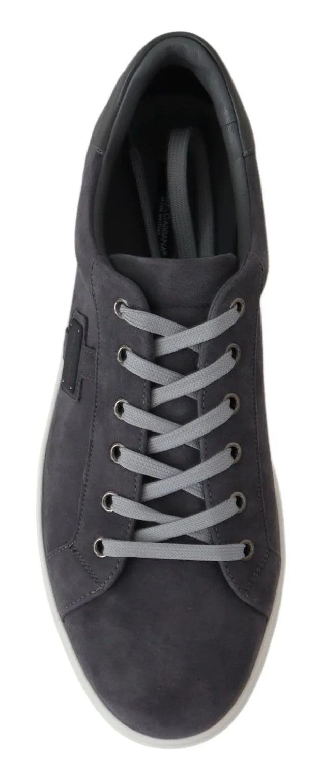 Dolce & Gabbana Men's Elegant Gray Leather Sneakers