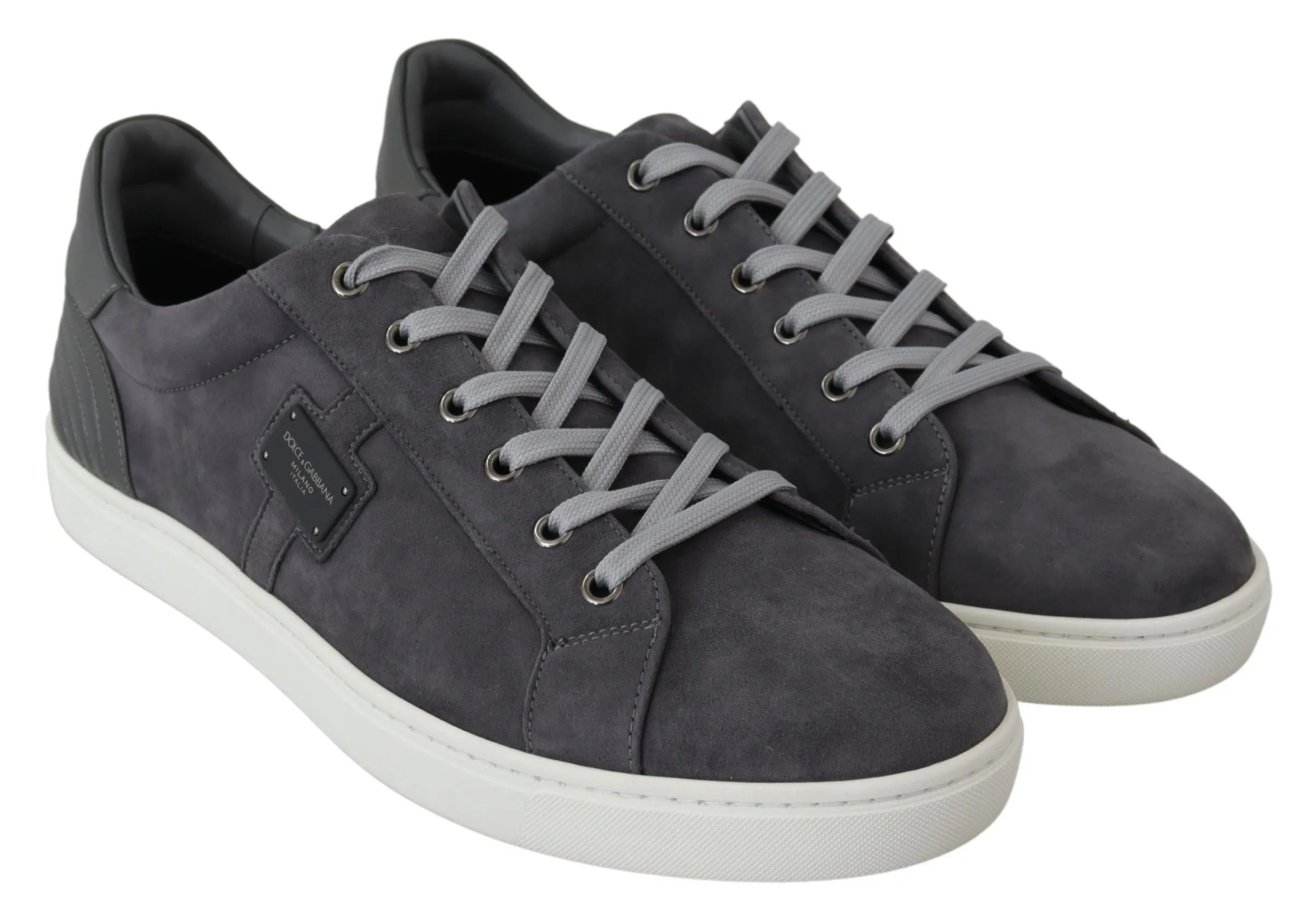 Dolce & Gabbana Men's Elegant Gray Leather Sneakers