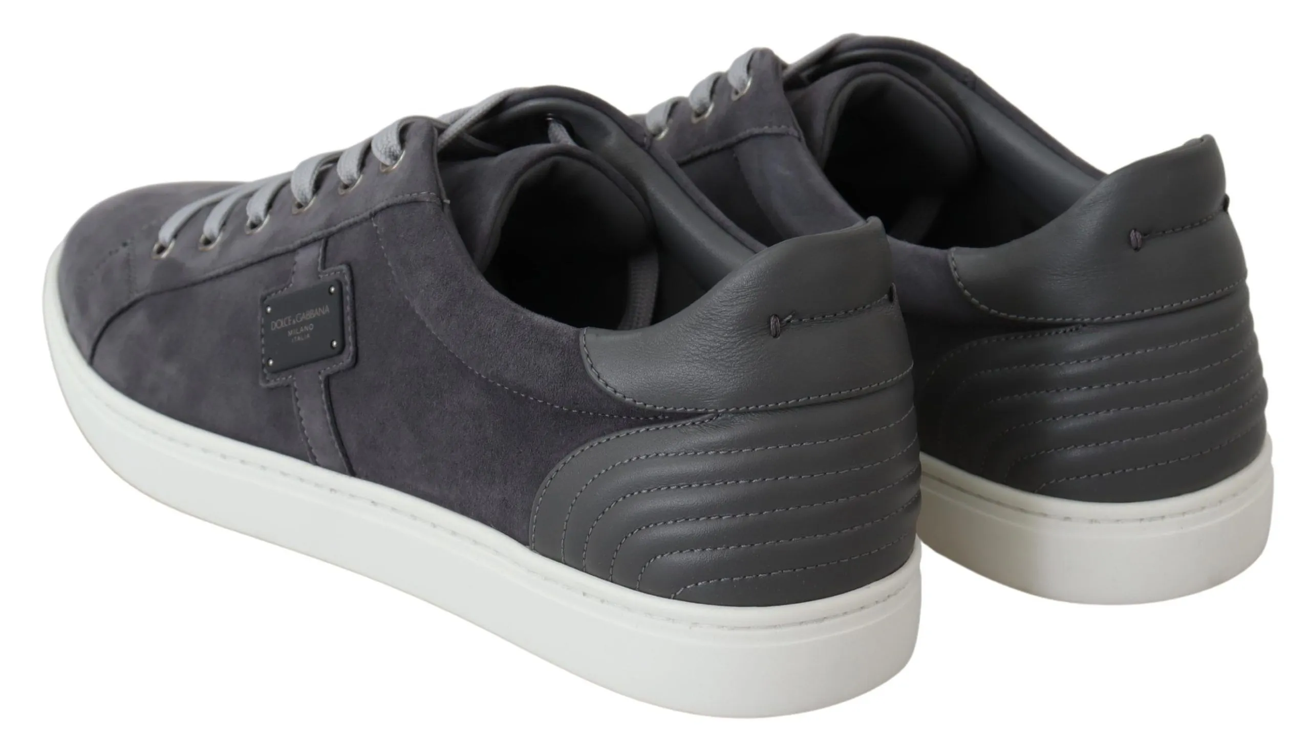 Dolce & Gabbana Men's Elegant Gray Leather Sneakers