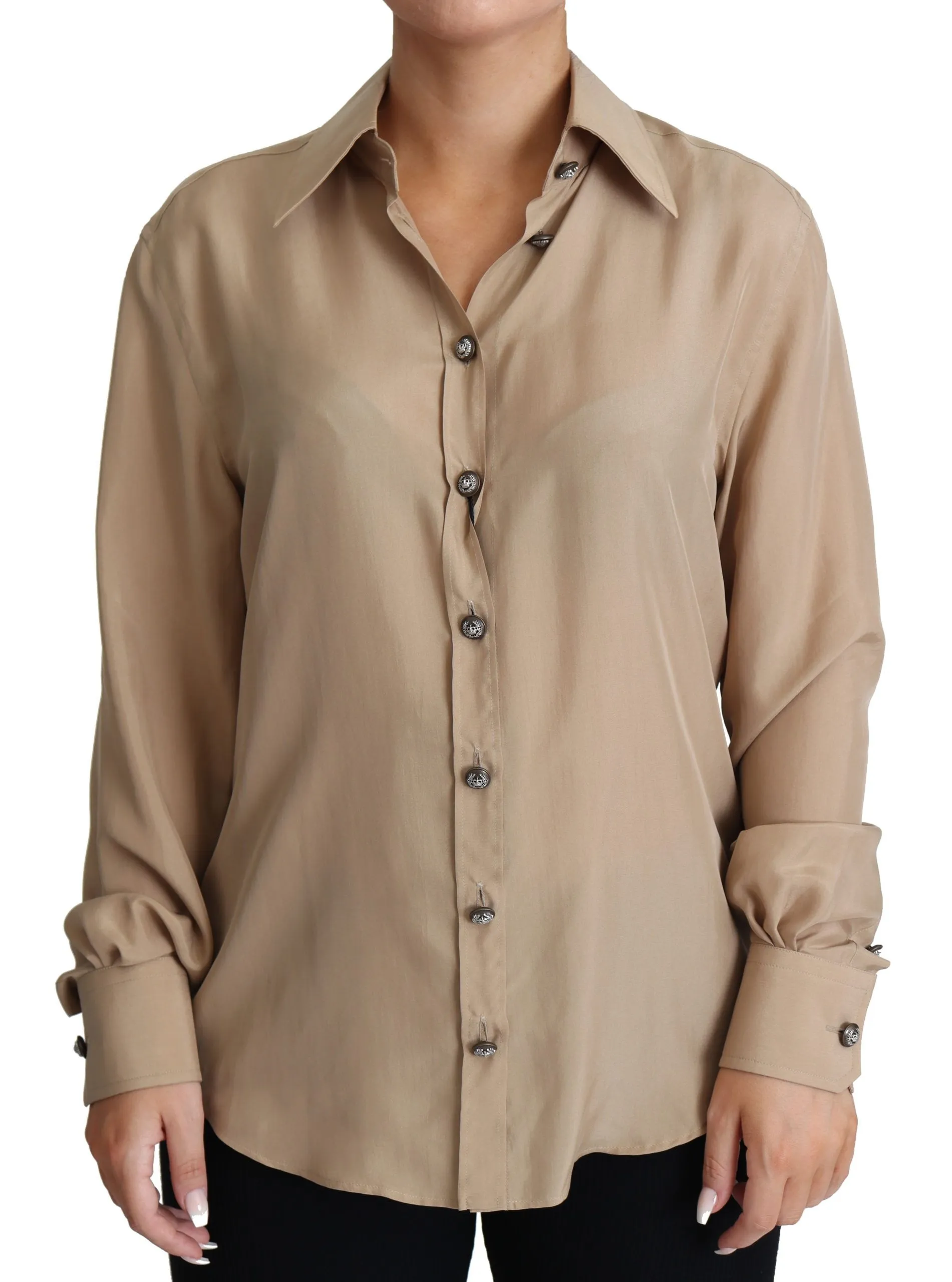 Dolce & Gabbana Women's Elegant Beige Silk Shirt
