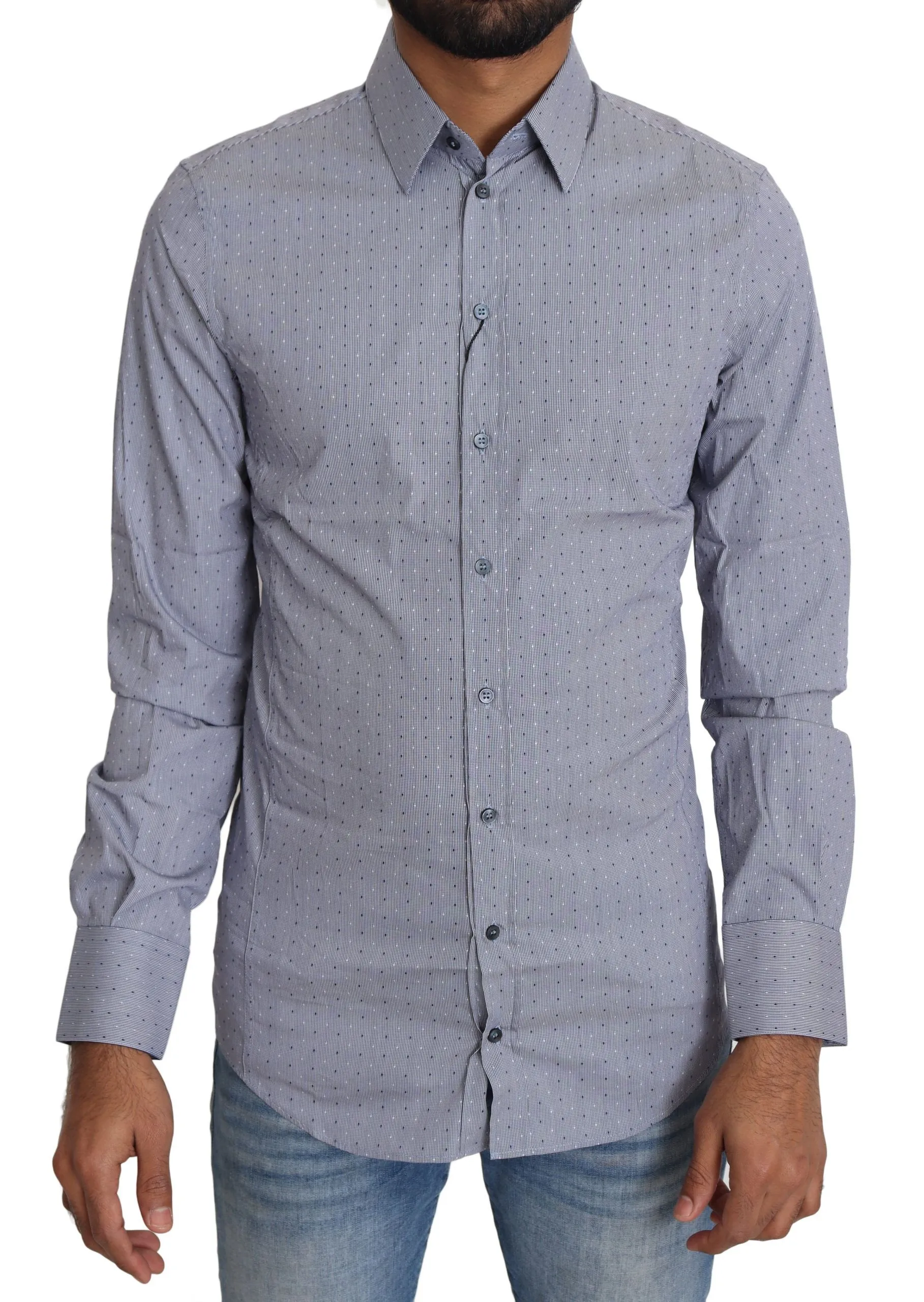 Dolce & Gabbana Men's Sicilia Slim Fit Polka Dot Cotton Blend Shirt
