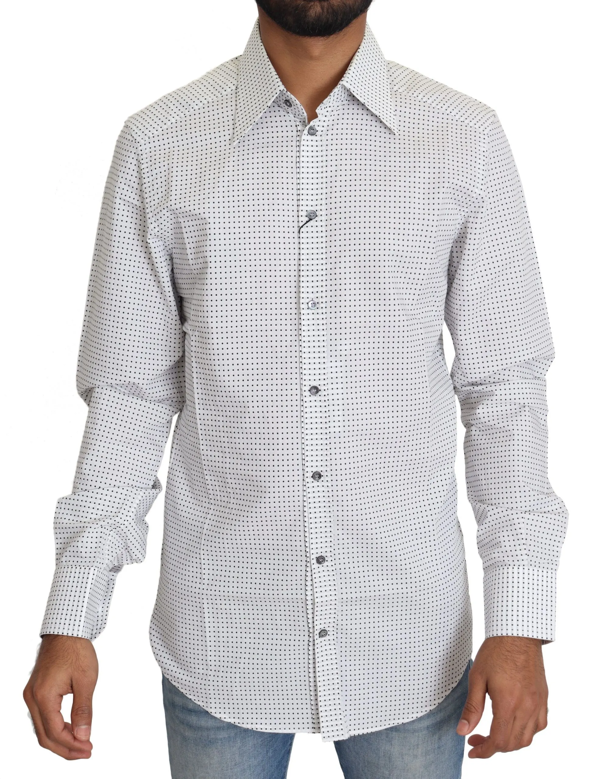 Dolce & Gabbana Men's Elegant Slim Fit Polka Dot Dress Shirt