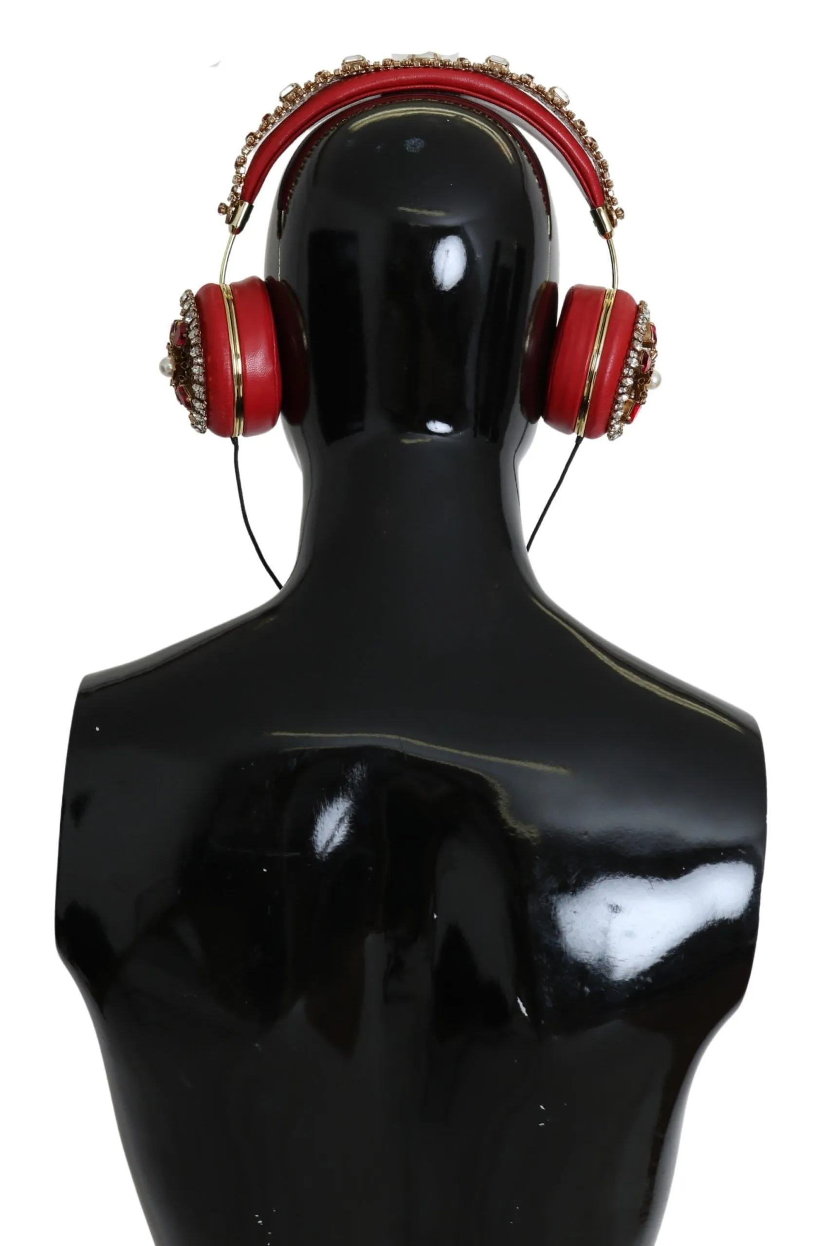Dolce & Gabbana Women's Exquisite Red Crystal Leather Headphones