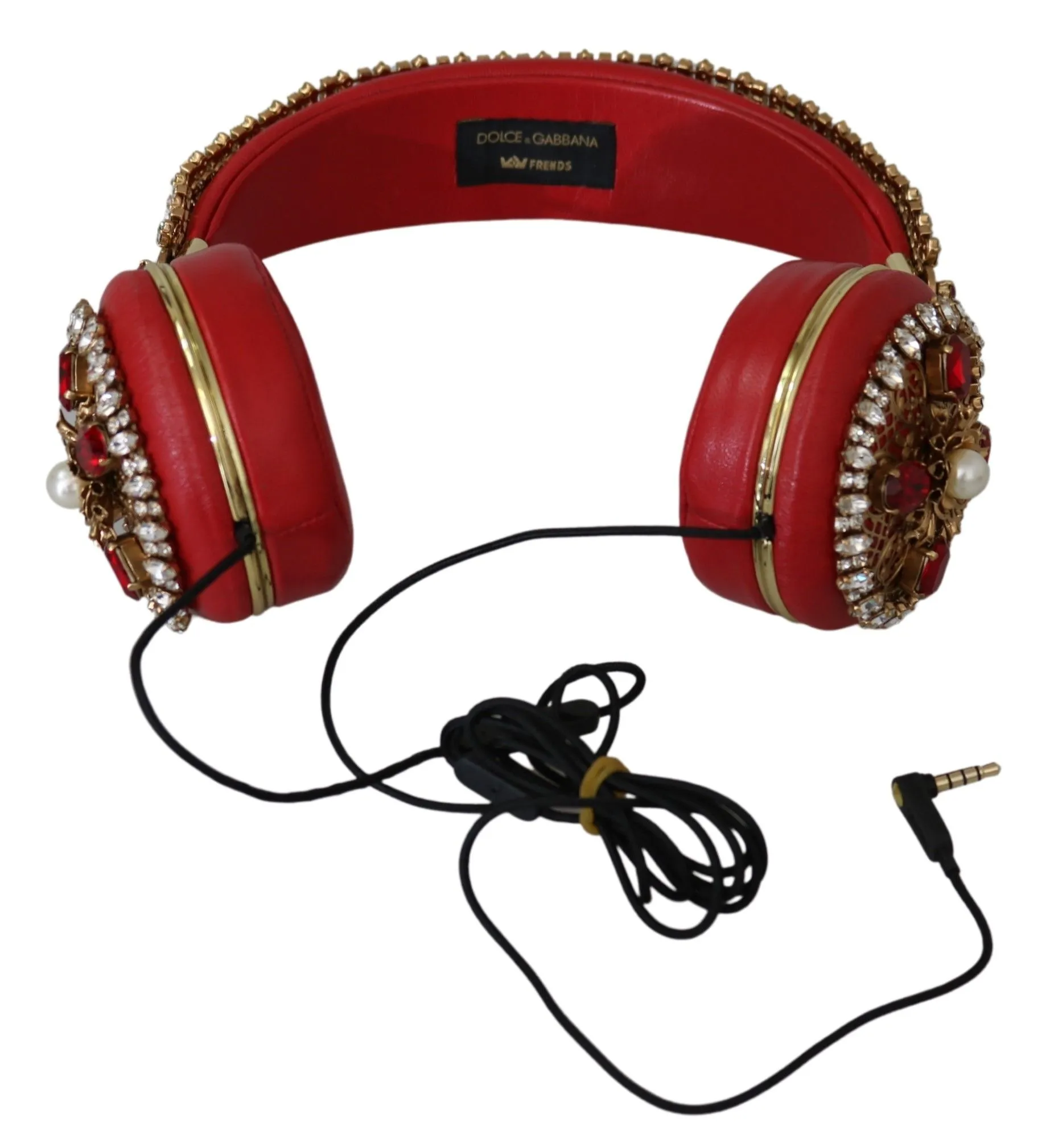 Dolce & Gabbana Women's Exquisite Red Crystal Leather Headphones