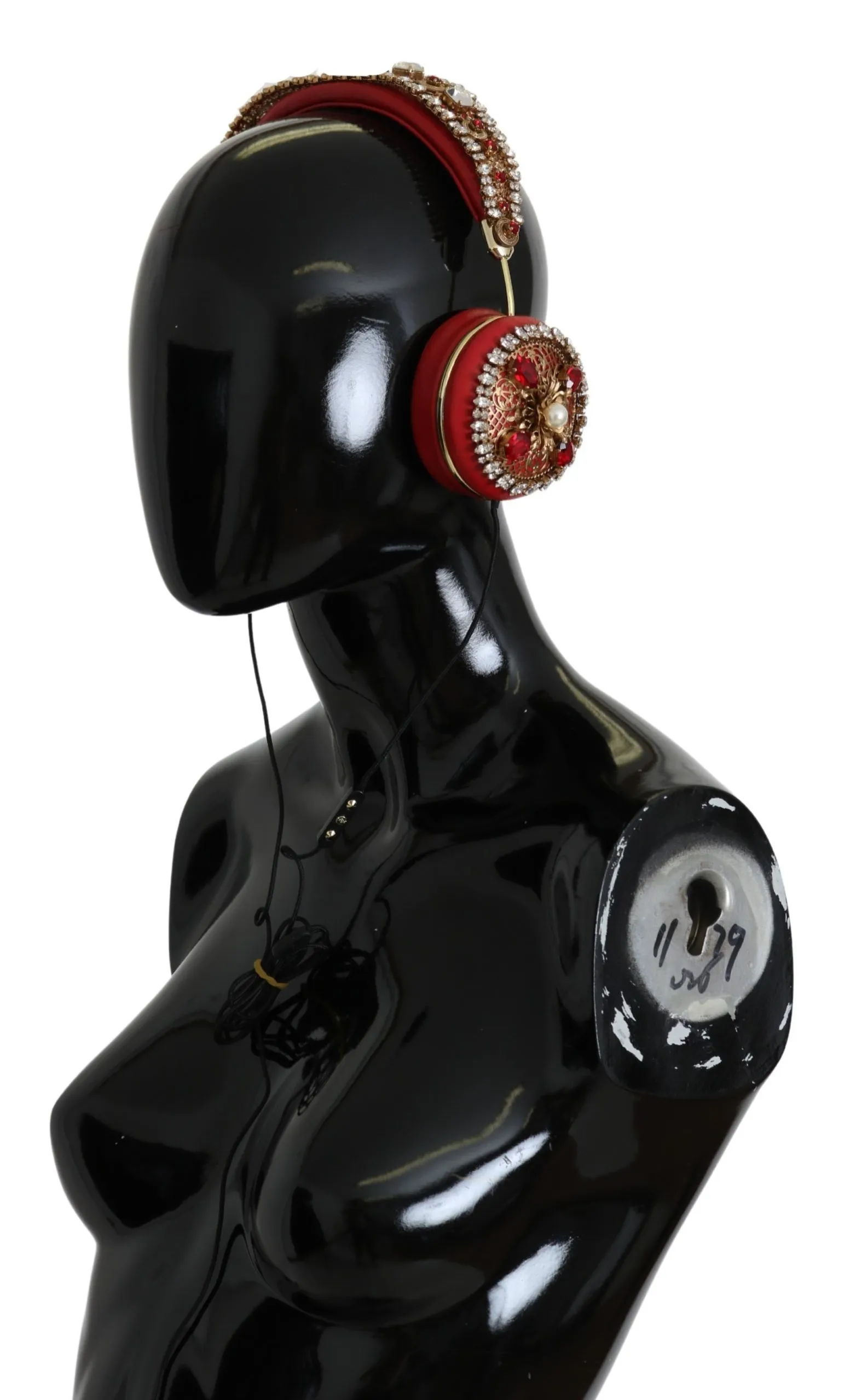 Dolce & Gabbana Women's Exquisite Red Crystal Leather Headphones