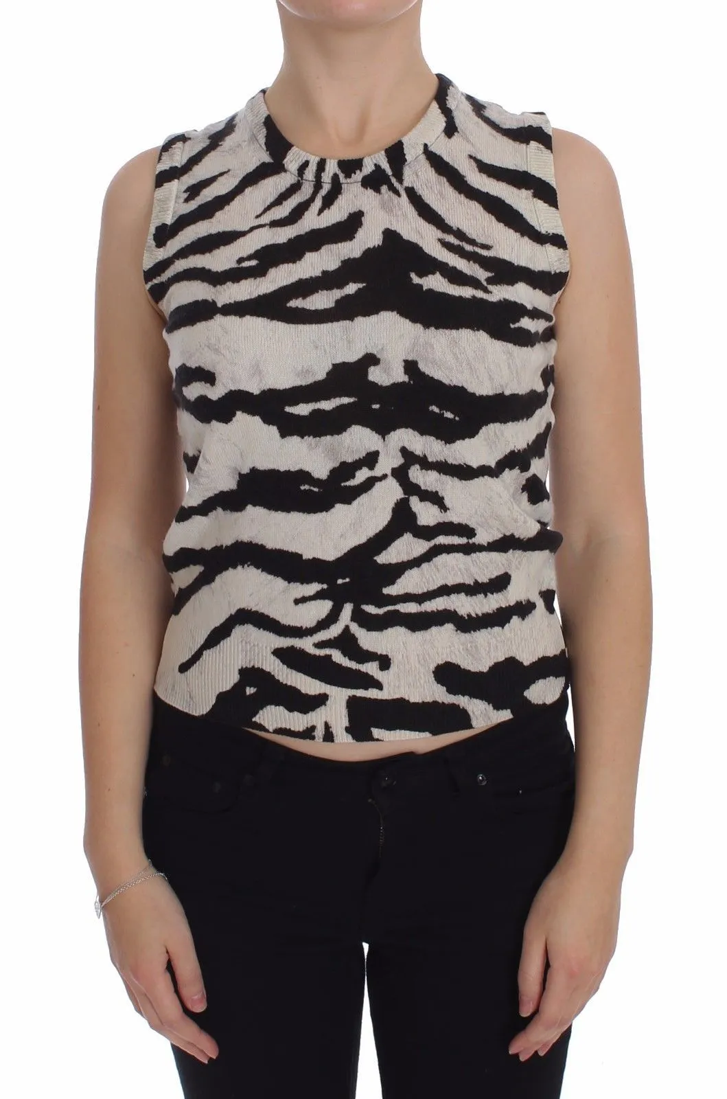 Dolce & Gabbana Women's Zebra Print Cashmere Sleeveless Top