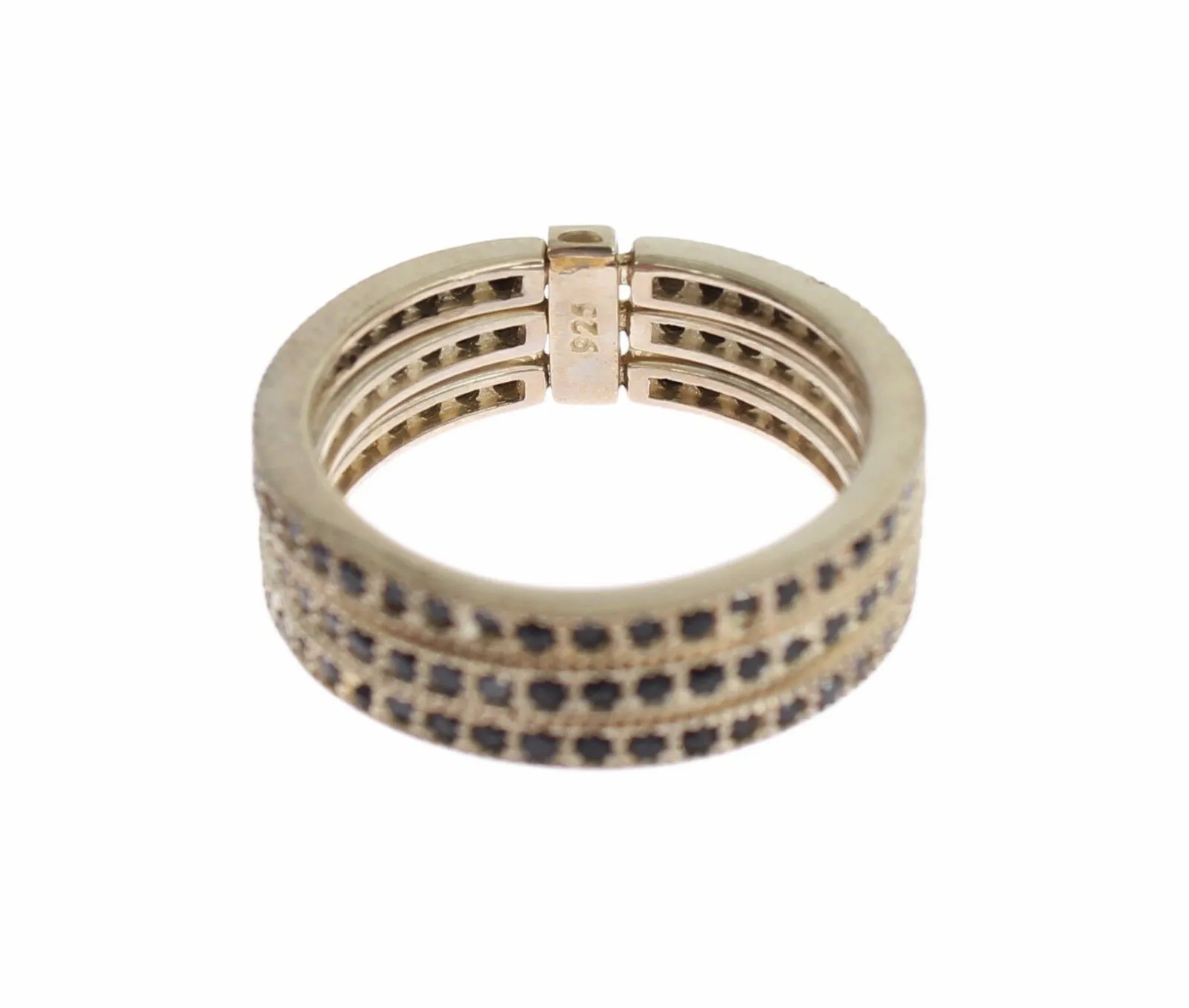 Nialaya Women's Chic Silver & Black CZ Crystal Ring