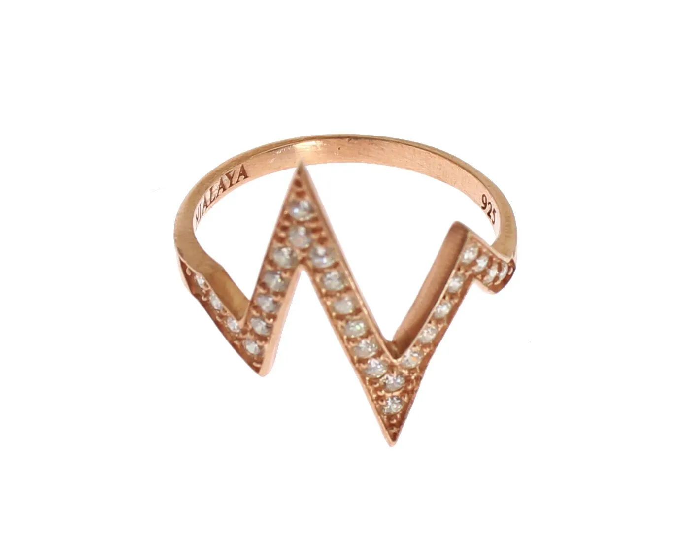 Nialaya Women's Elegant Pink Crystal Encrusted Silver Ring