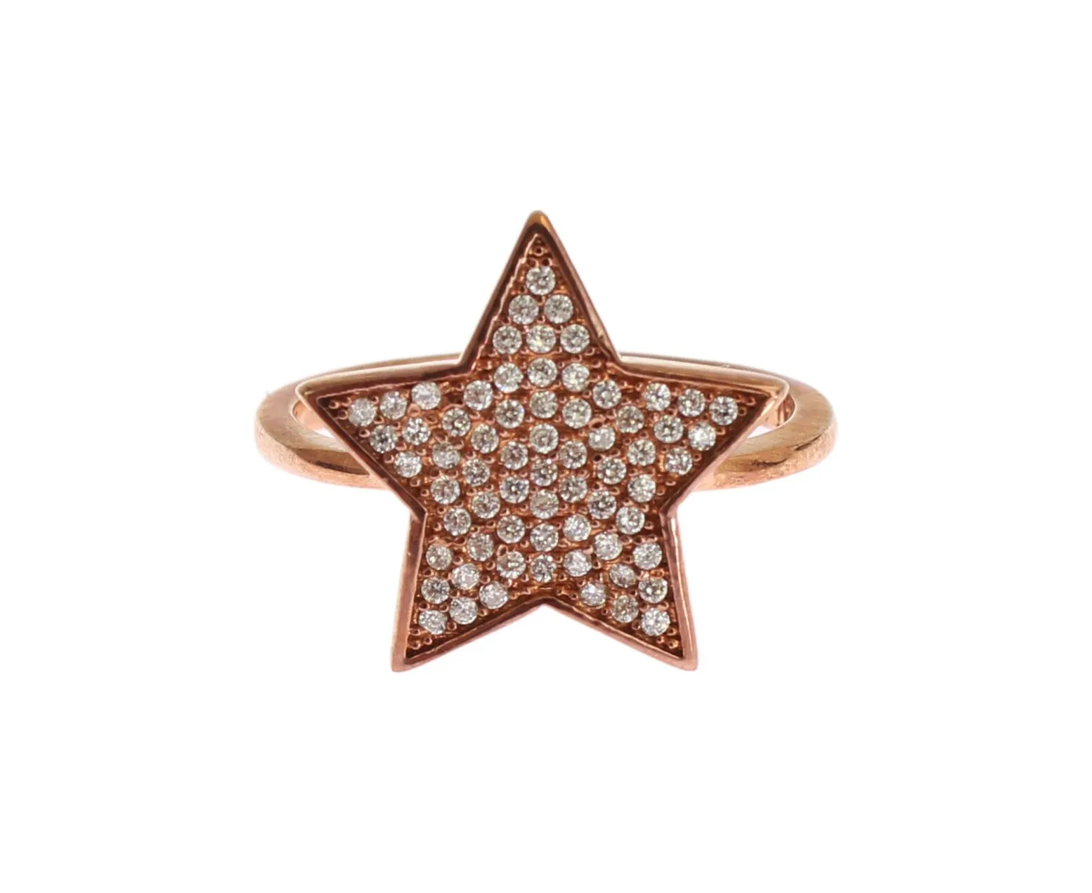 Nialaya Women's Dazzling Pink Gold Plated Sterling Silver CZ Ring