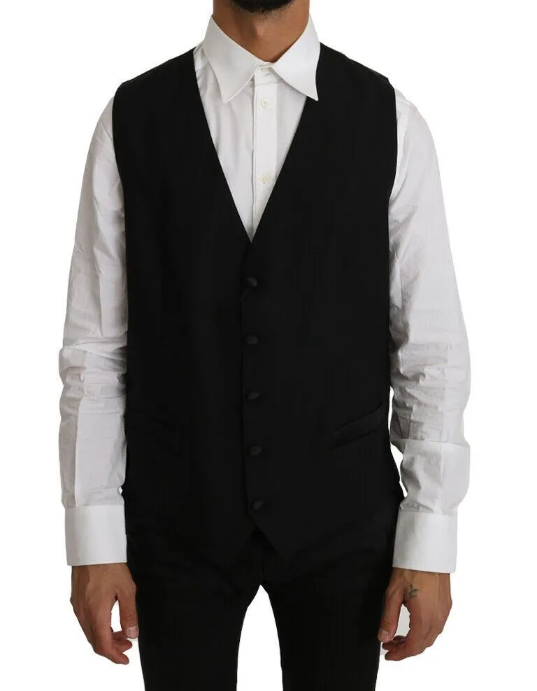 Dolce & Gabbana Men's Elegant Black Formal Wool Blend Vest