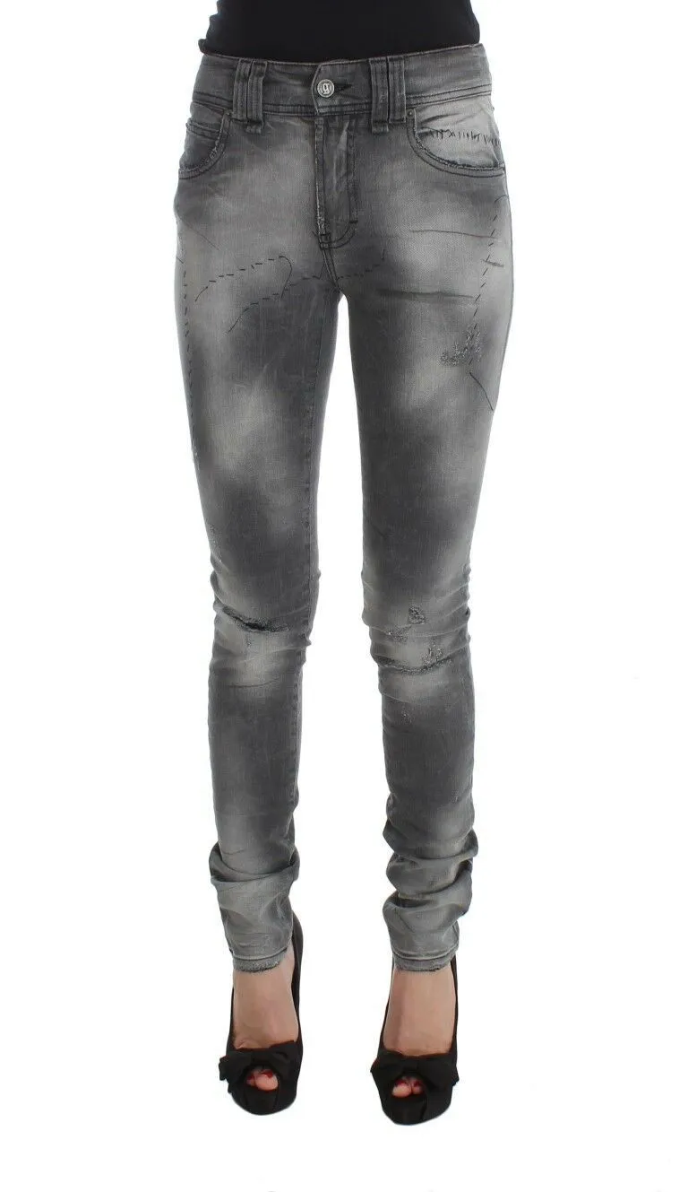 John Galliano Women's Chic Gray Slim Fit Designer Jeans