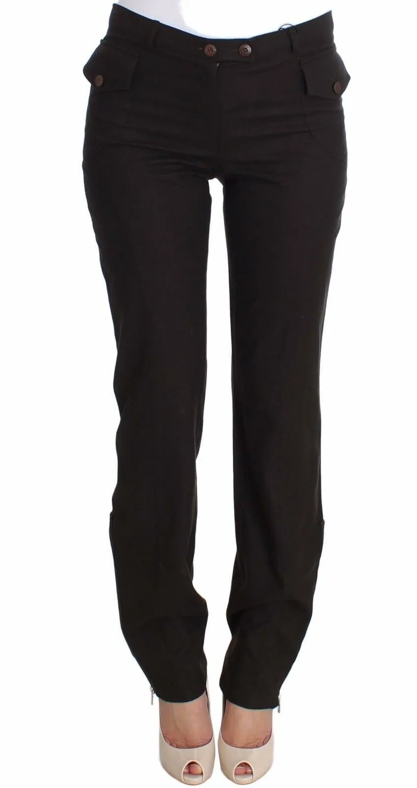 Ermanno Scervino Women's Elegant Casual Brown Wool Pants