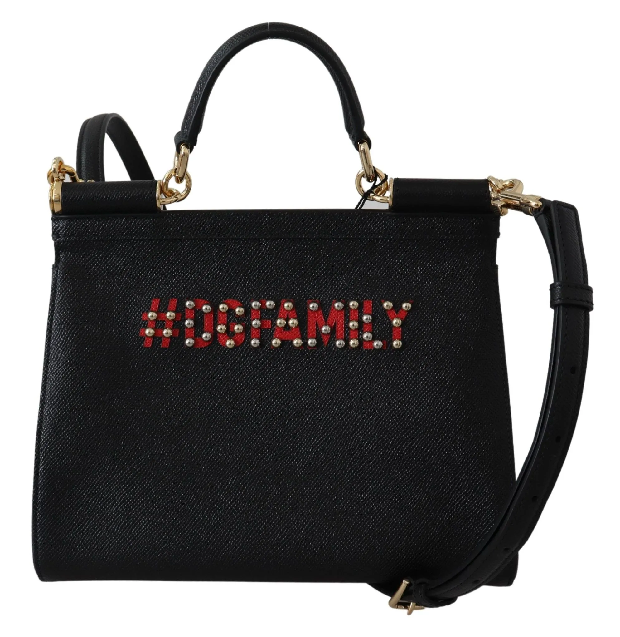 Dolce & Gabbana Women's Chic Black Leather Sicily Handbag with Angel Detail