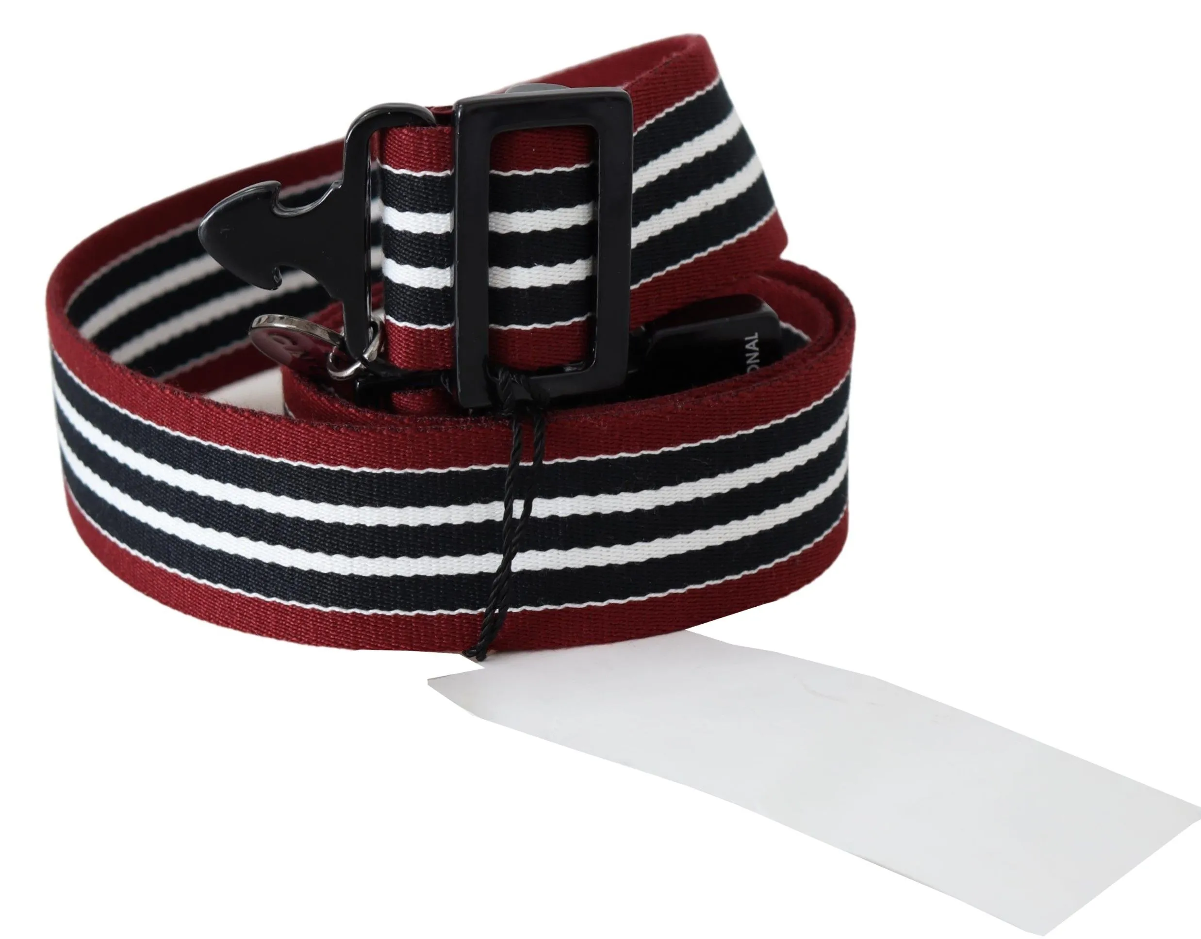 Costume National Women's Striped Leather Fashion Belt in Black & Red