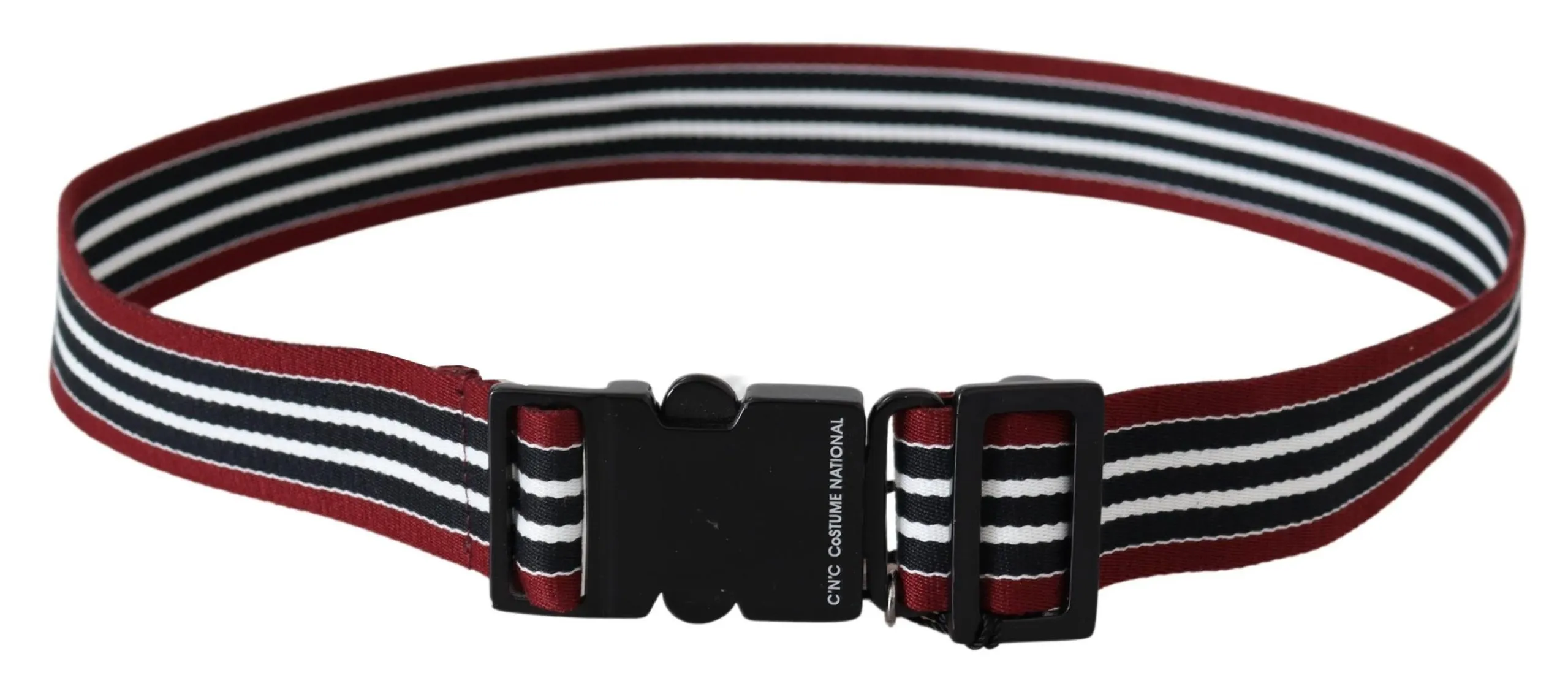 Costume National Women's Striped Leather Fashion Belt in Black & Red