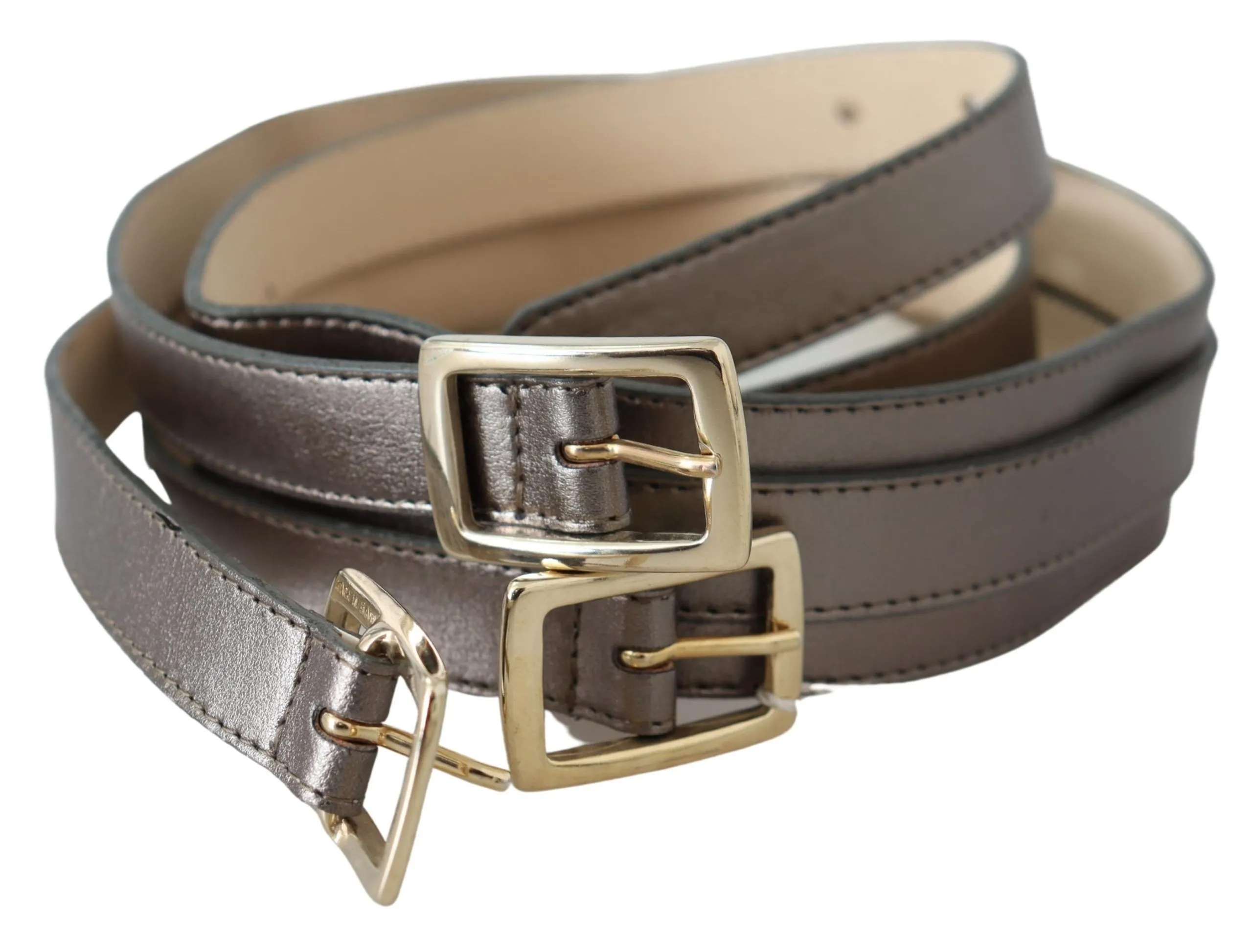 GF Ferre Women's Metallic Bronze Leather Fashion Belt