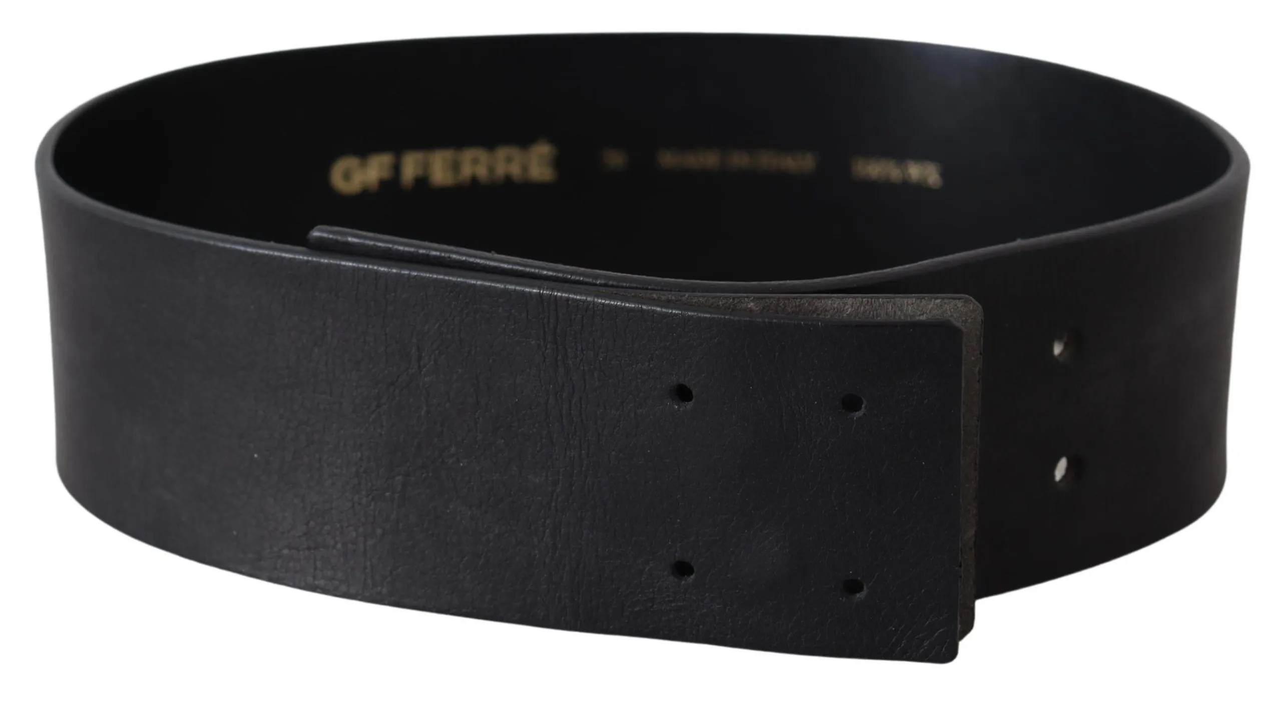 GF Ferre Women's Elegant Solid Black Leather Belt