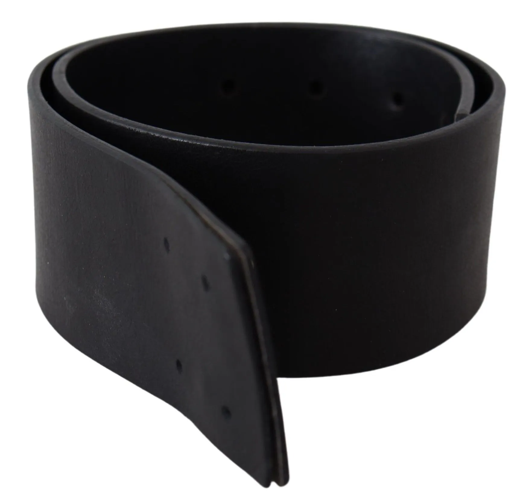 GF Ferre Women's Elegant Solid Black Leather Belt