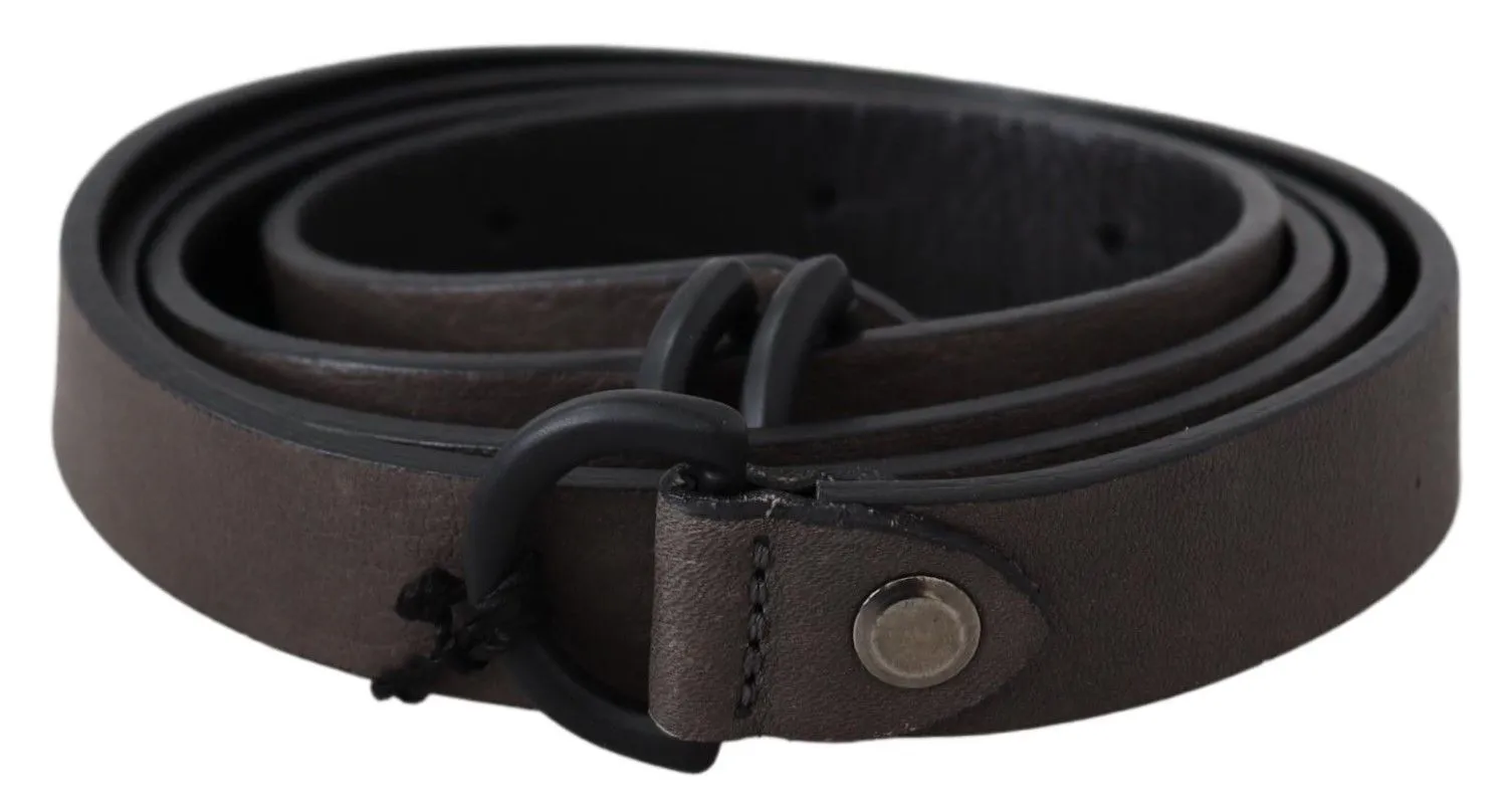 Costume National Women's Elegant Brown Leather Waist Belt with Buckle