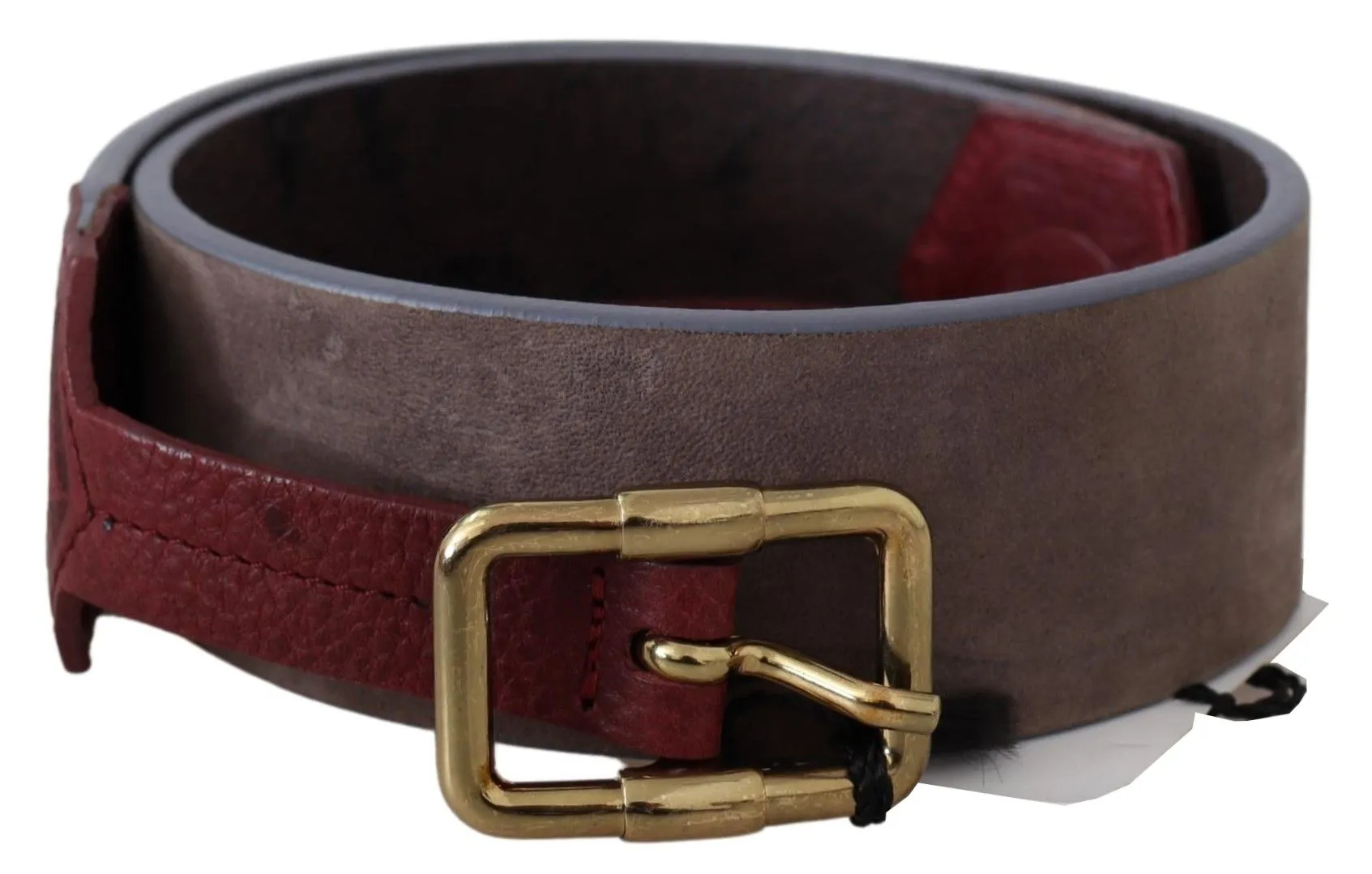 GF Ferre Women's Elegant Brown Leather Belt with Gold Buckle