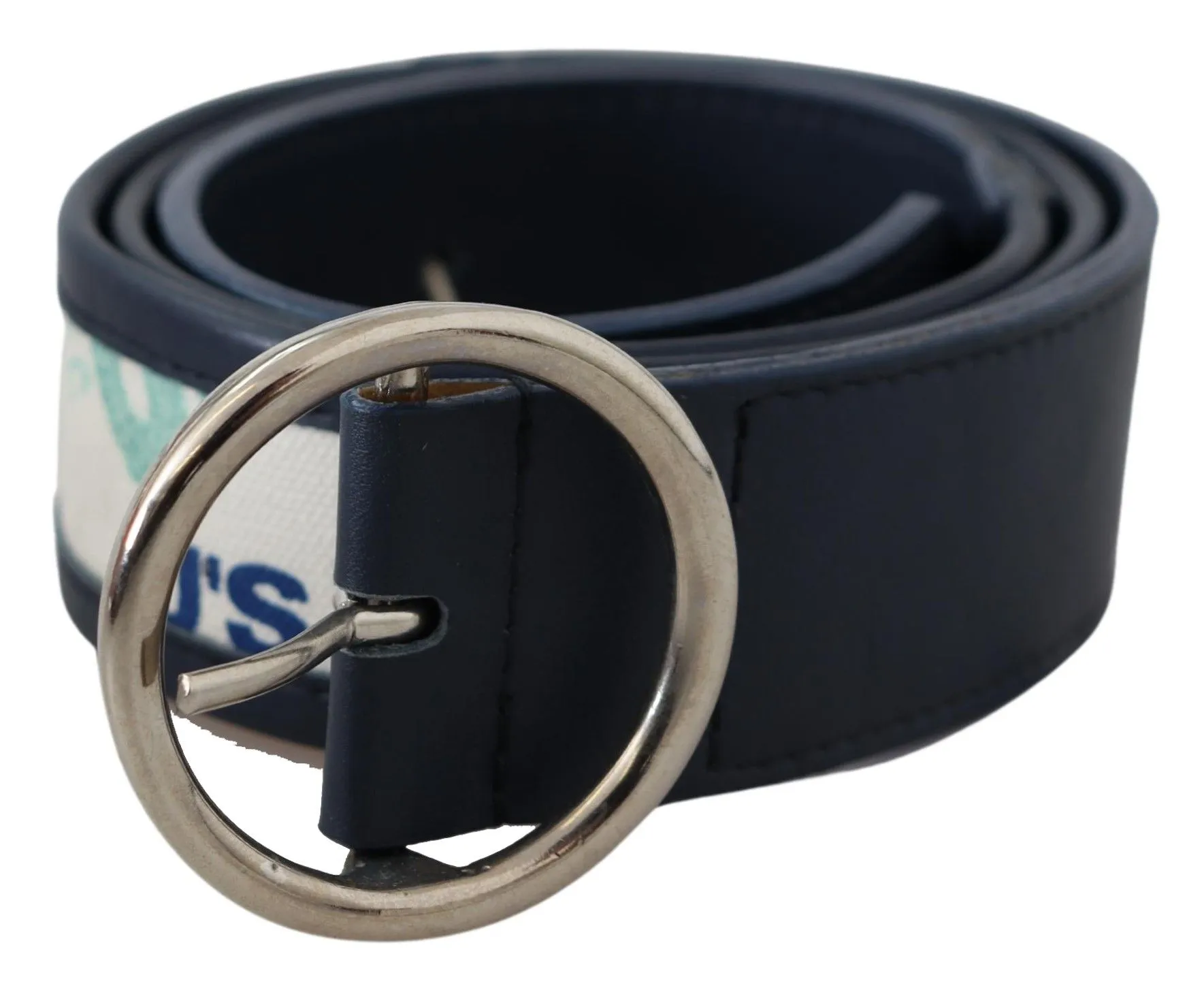 Exte Women's Elegant Navy Leather Waist Belt with Silver Buckle