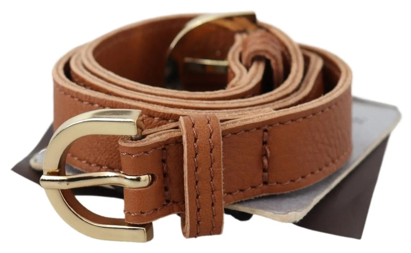 Scervino Street Women's Elegant Brown Leather Double Buckle Belt