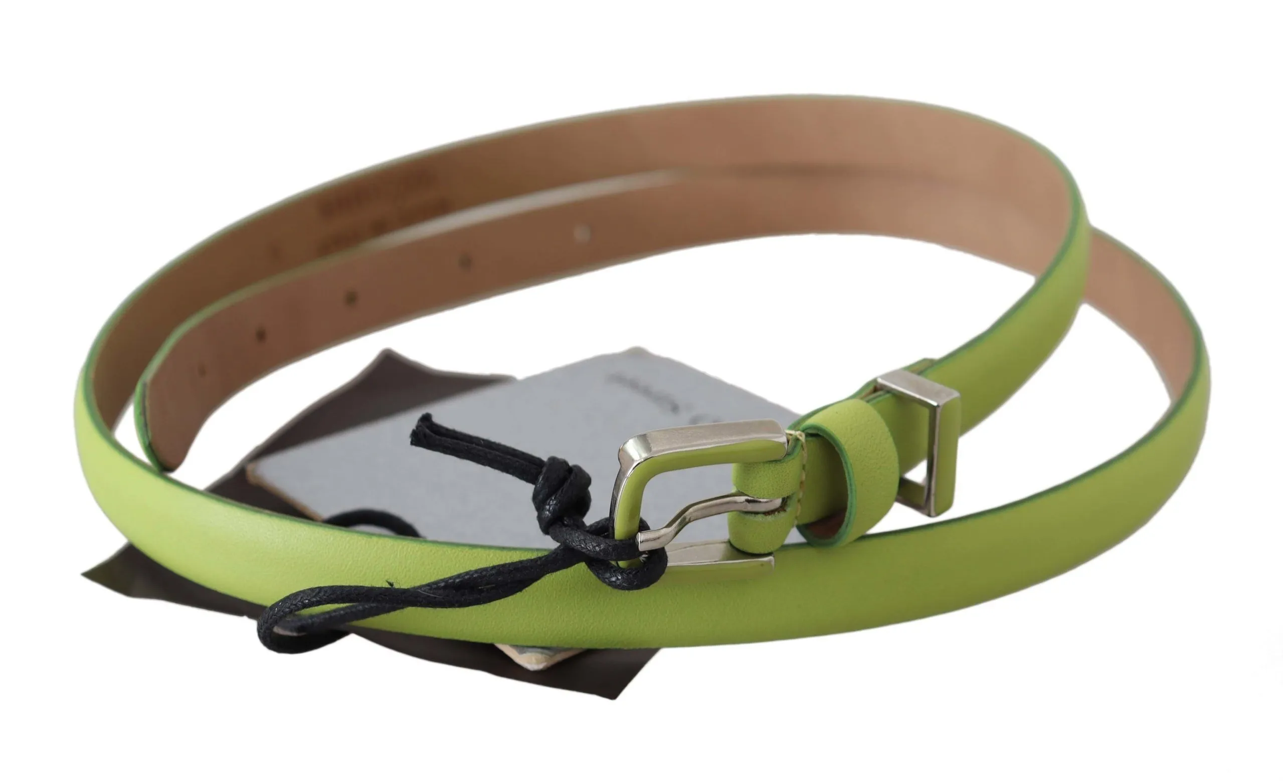 Scervino Street Women's Classic Green Leather Belt with Silver-Tone Hardware
