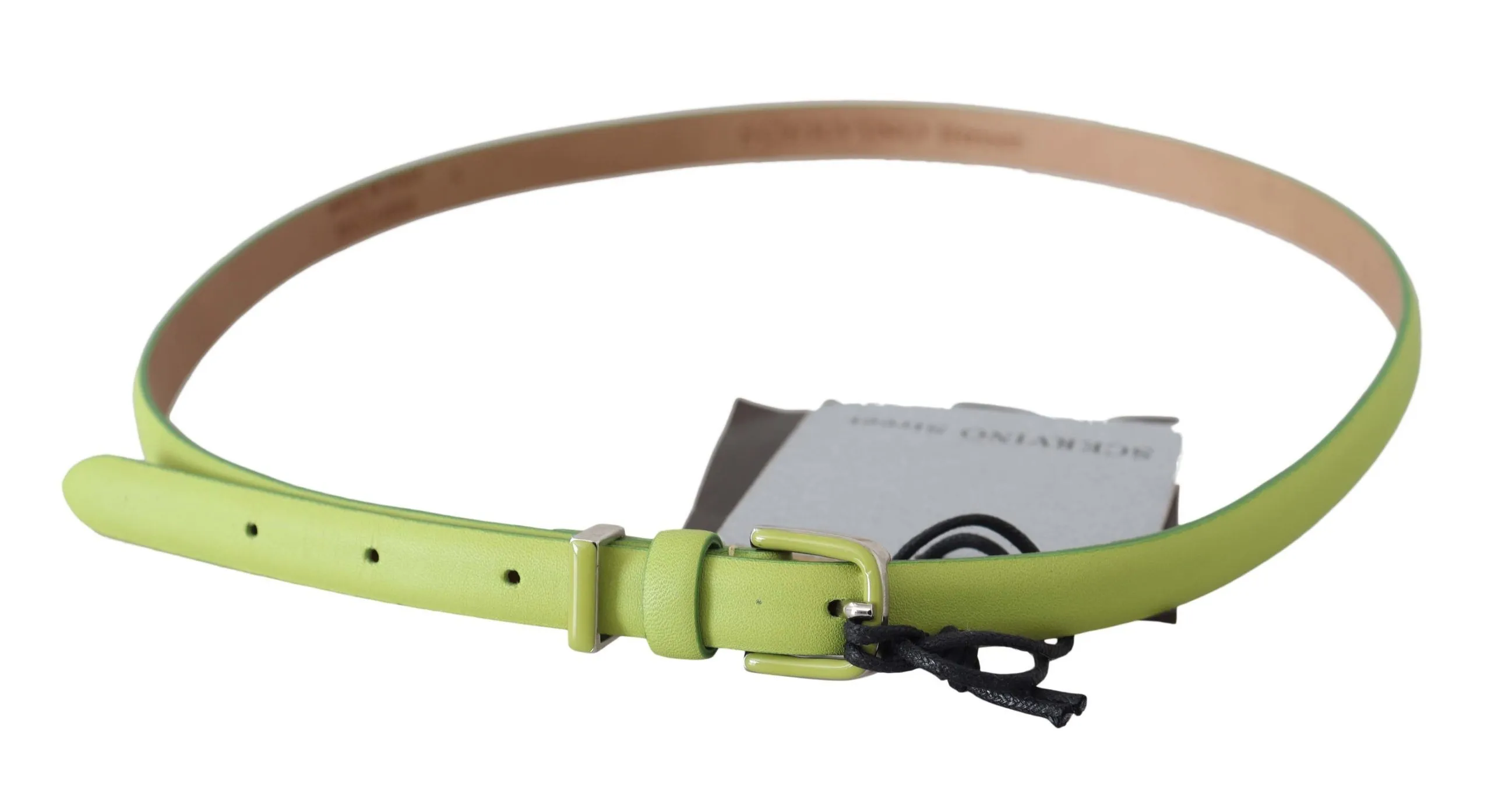 Scervino Street Women's Classic Green Leather Belt with Silver-Tone Hardware