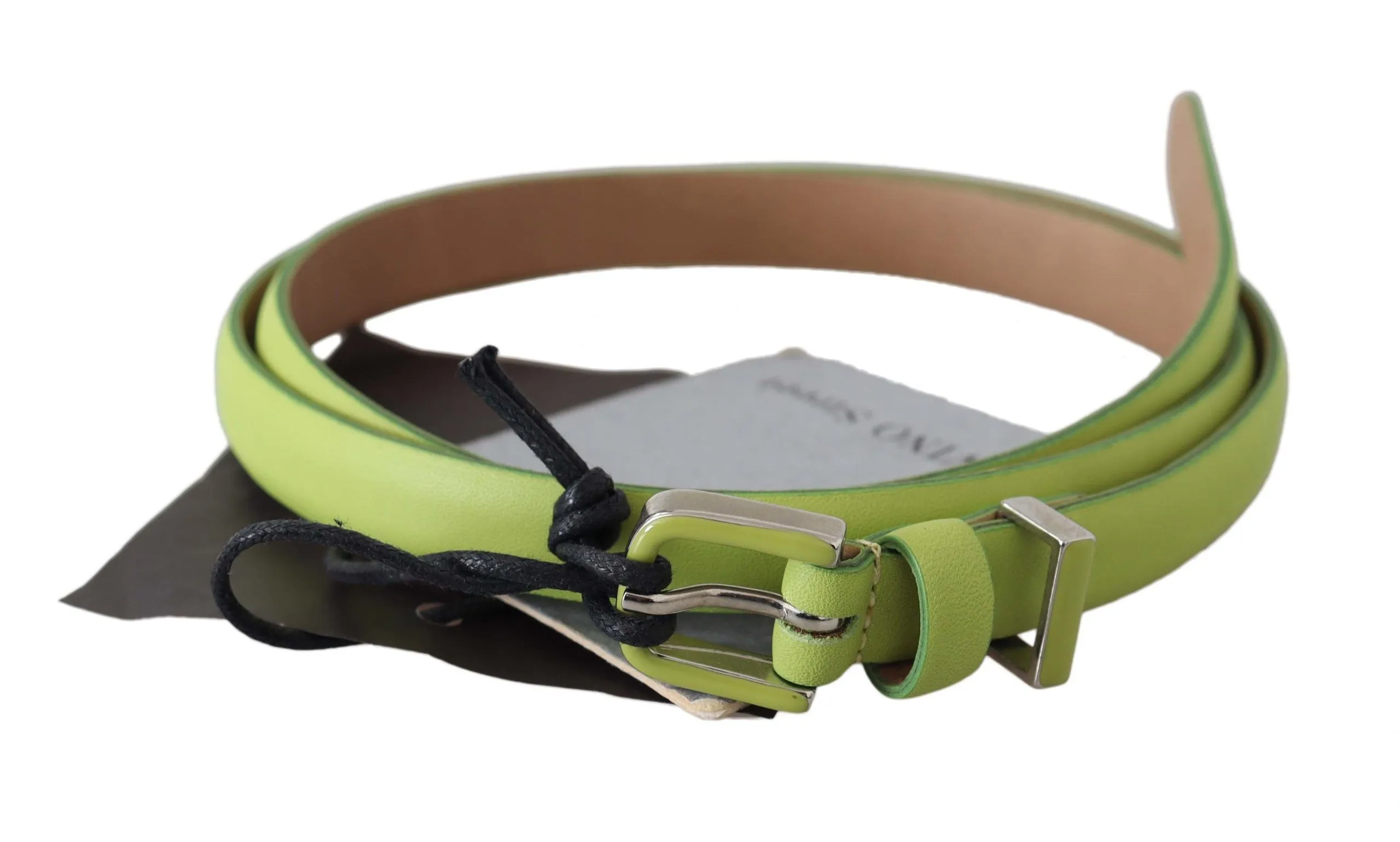 Scervino Street Women's Classic Green Leather Belt with Silver-Tone Hardware