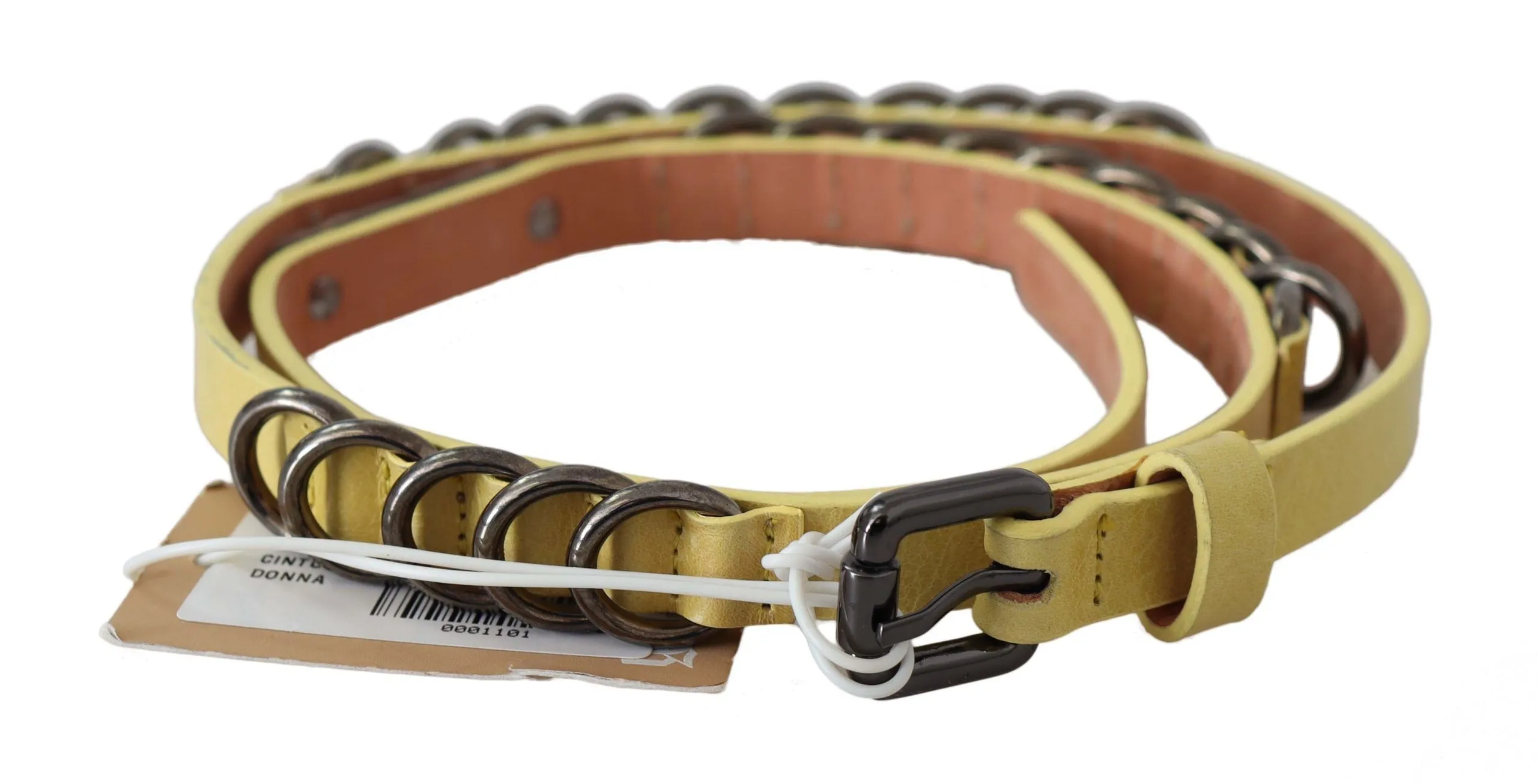 John Galliano Women's Chic Yellow Leather Skinny Belt