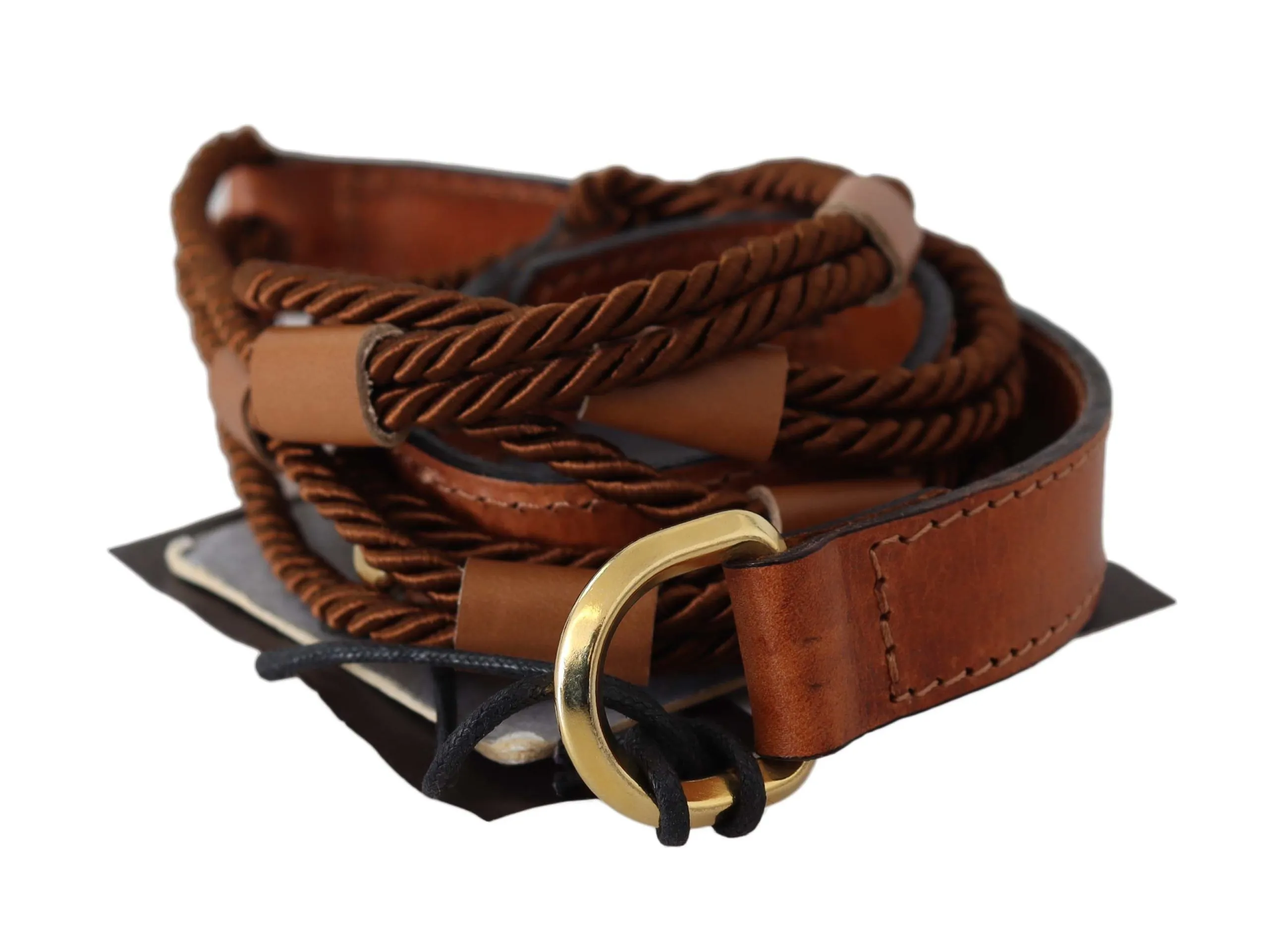 Scervino Street Women's Elegant Braided Leather Belt in Dark Brown