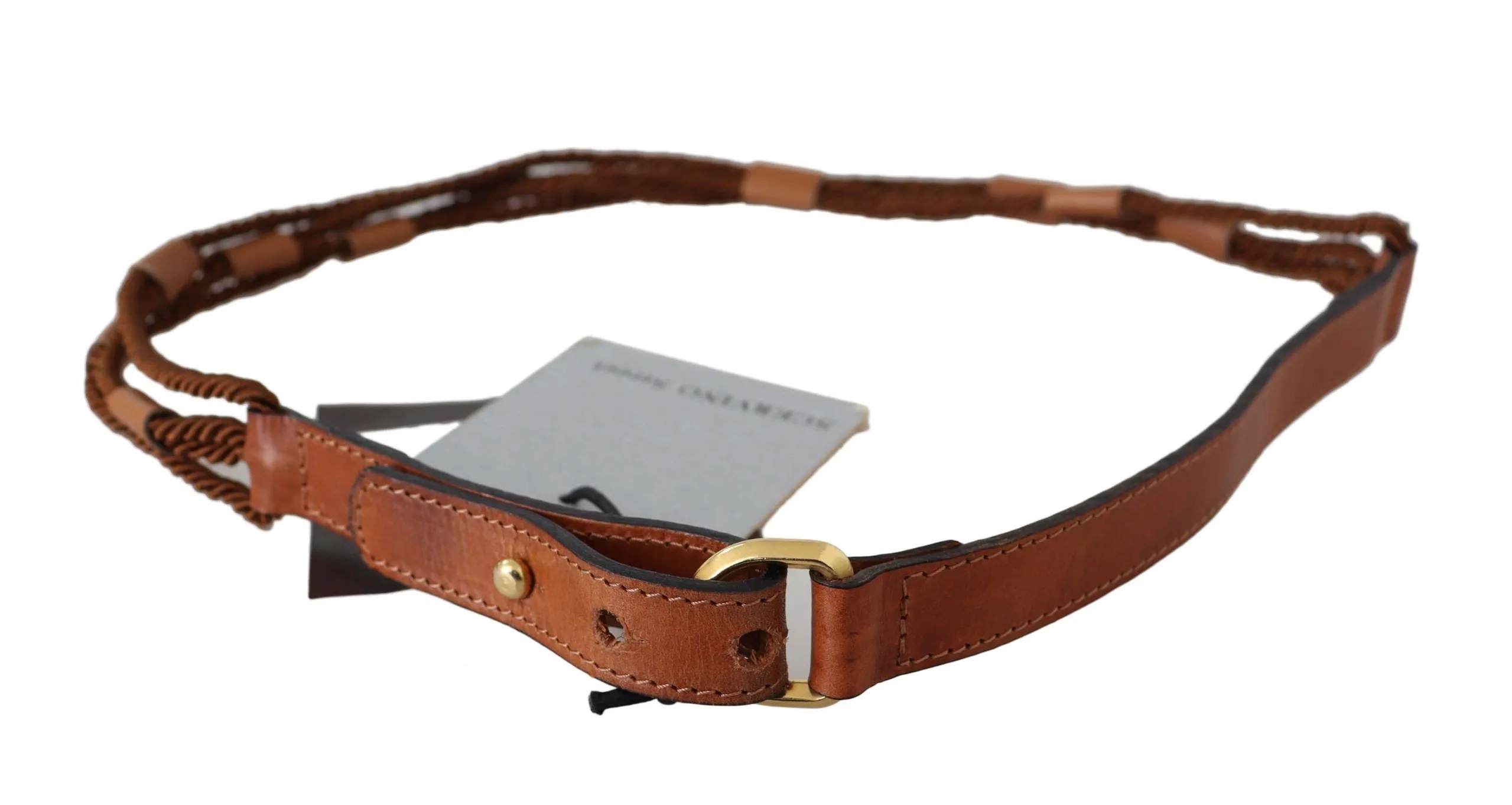 Scervino Street Women's Elegant Braided Leather Belt in Dark Brown