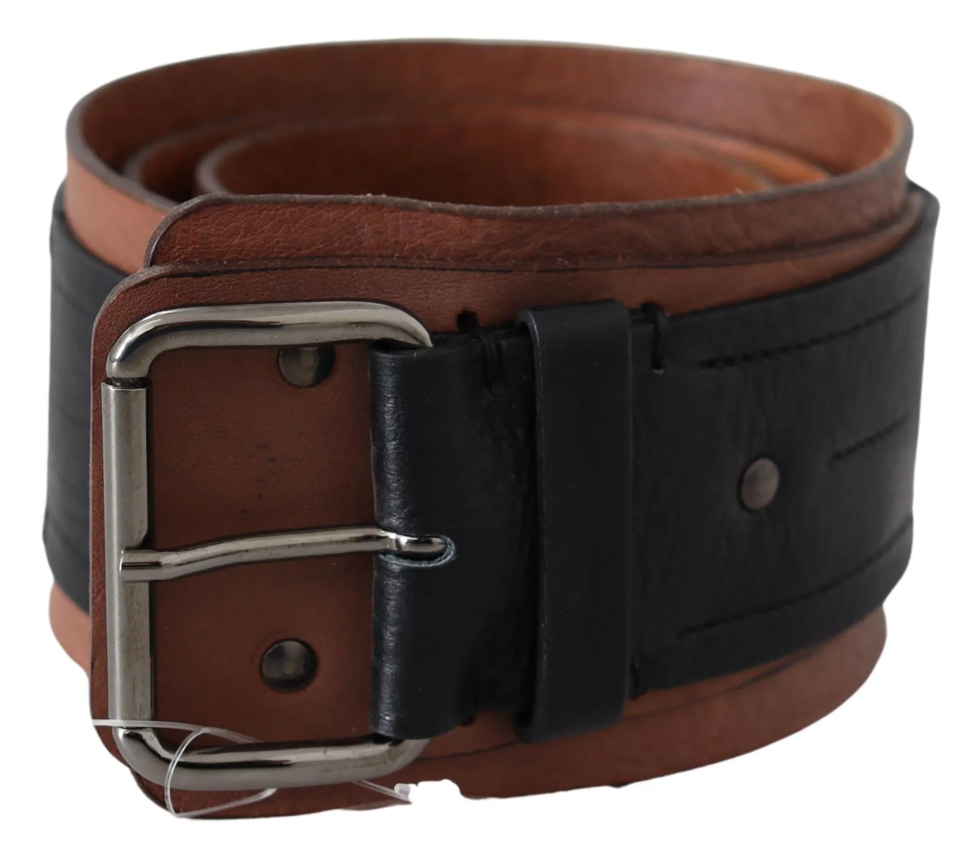 Costume National Women's Elegant Leather Fashion Belt in Brown Black