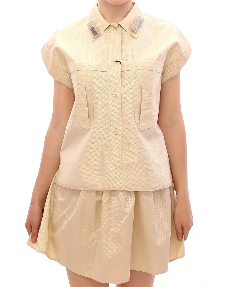 Andrea Incontri Women's Elegant Beige Blouse Tank Top