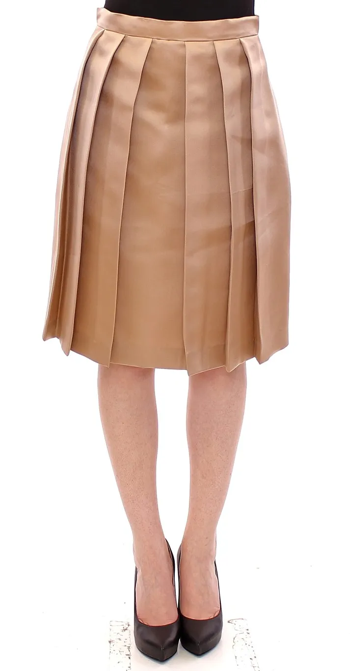 Andrea Incontri Women's Elegant Silk Pleated Knee-Length Skirt