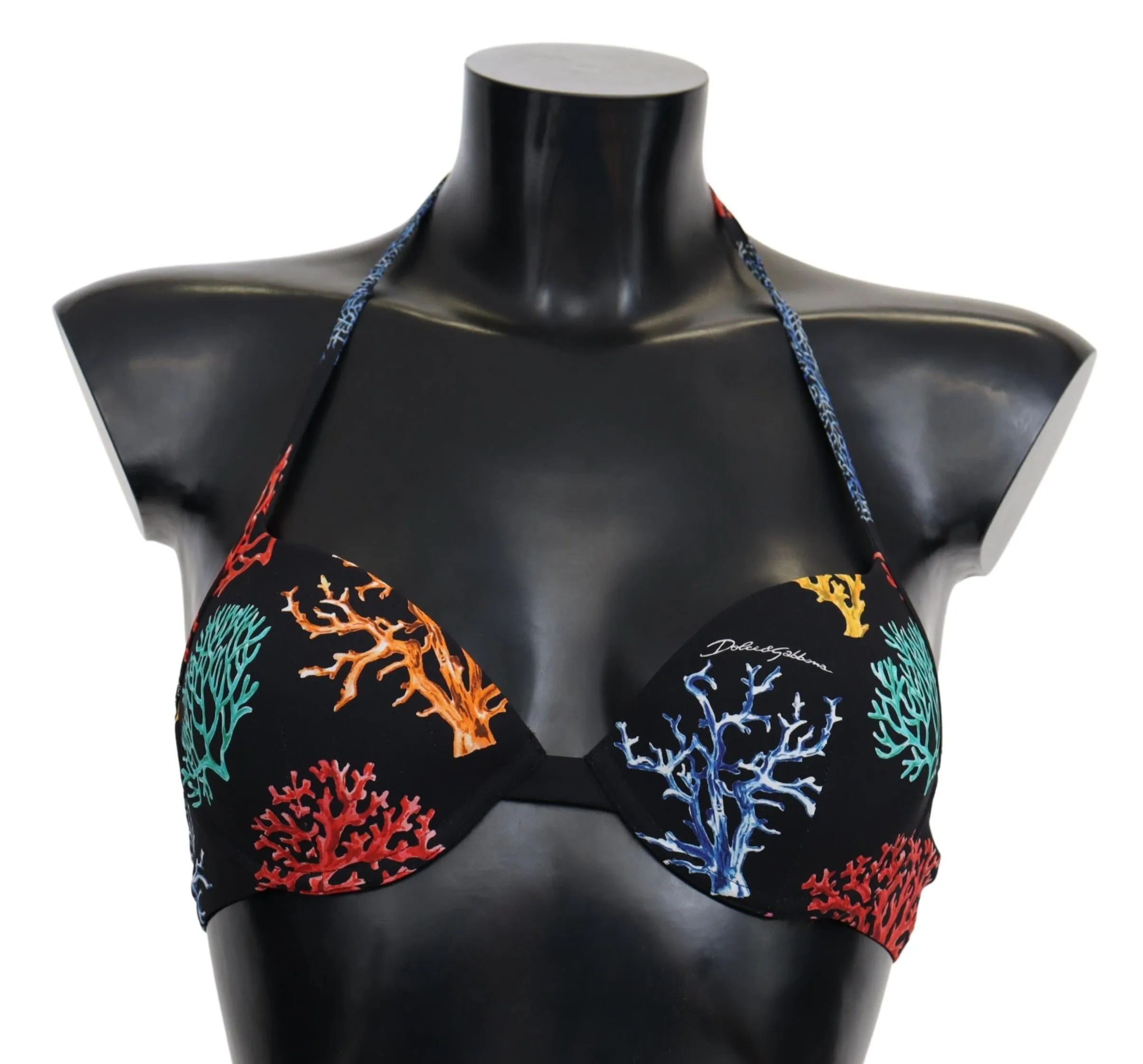 Dolce & Gabbana Women's Chic Black Coral Print Bikini Top